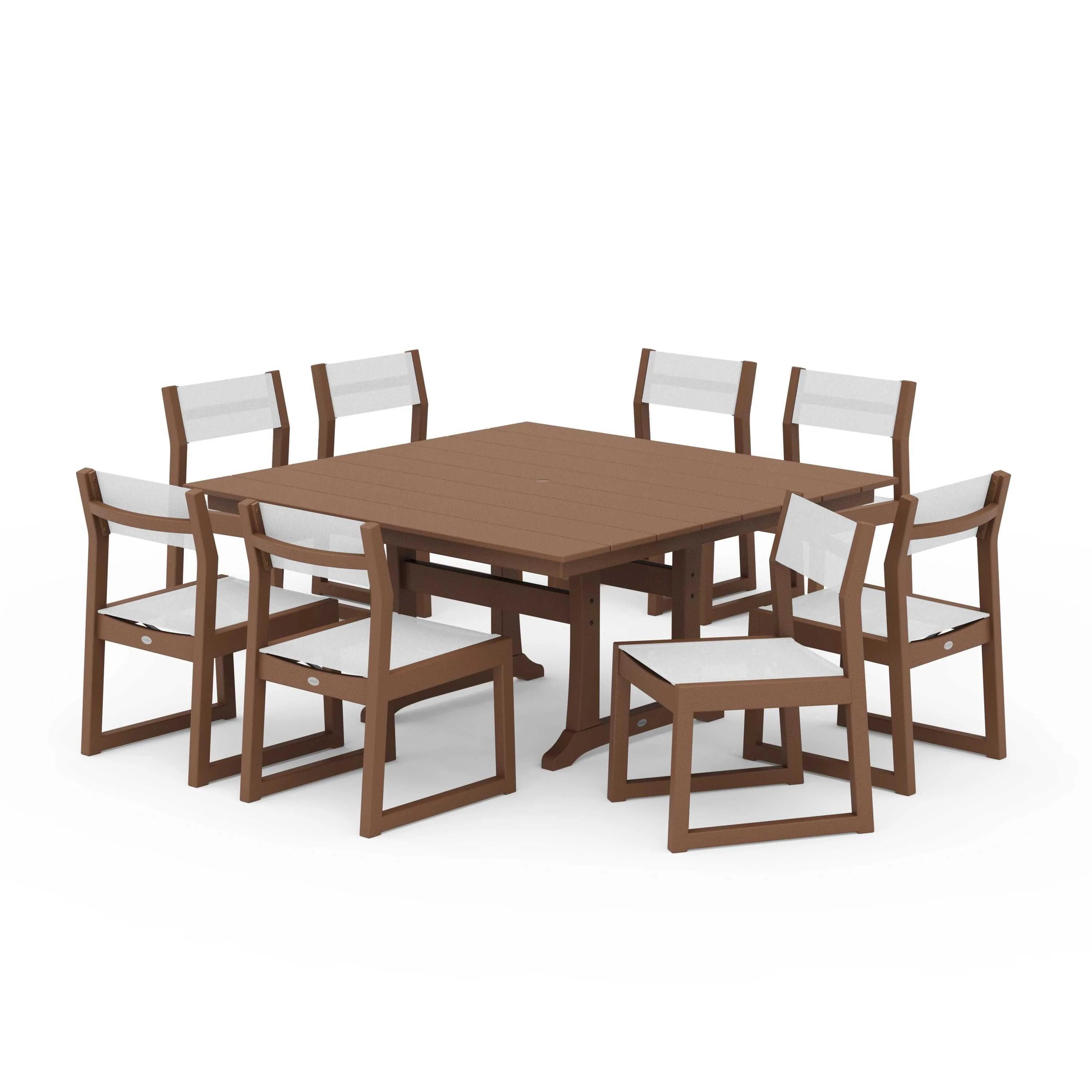 EDGE Sling Side Chair 9-Piece Farmhouse Trestle Dining Set - Image 99