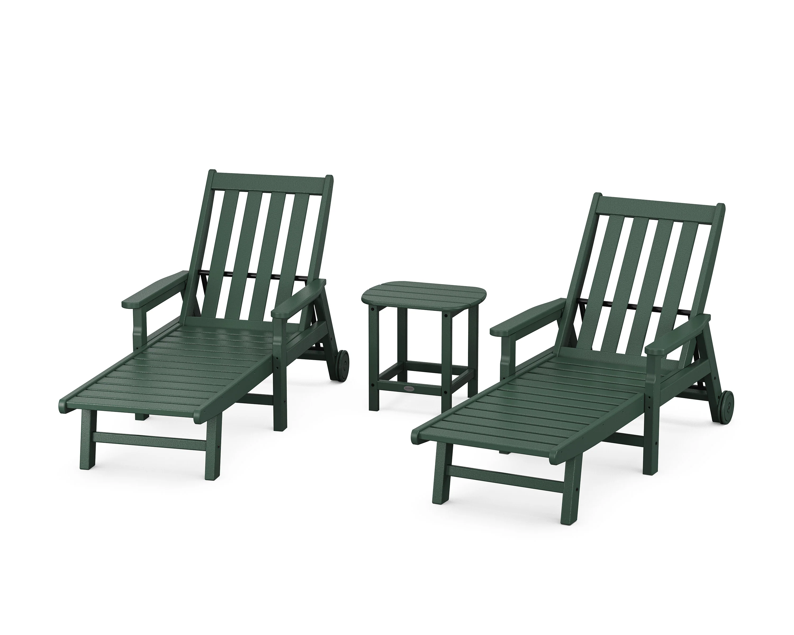 Vineyard 3-Piece Chaise with Arms and Wheels Set - Image 3