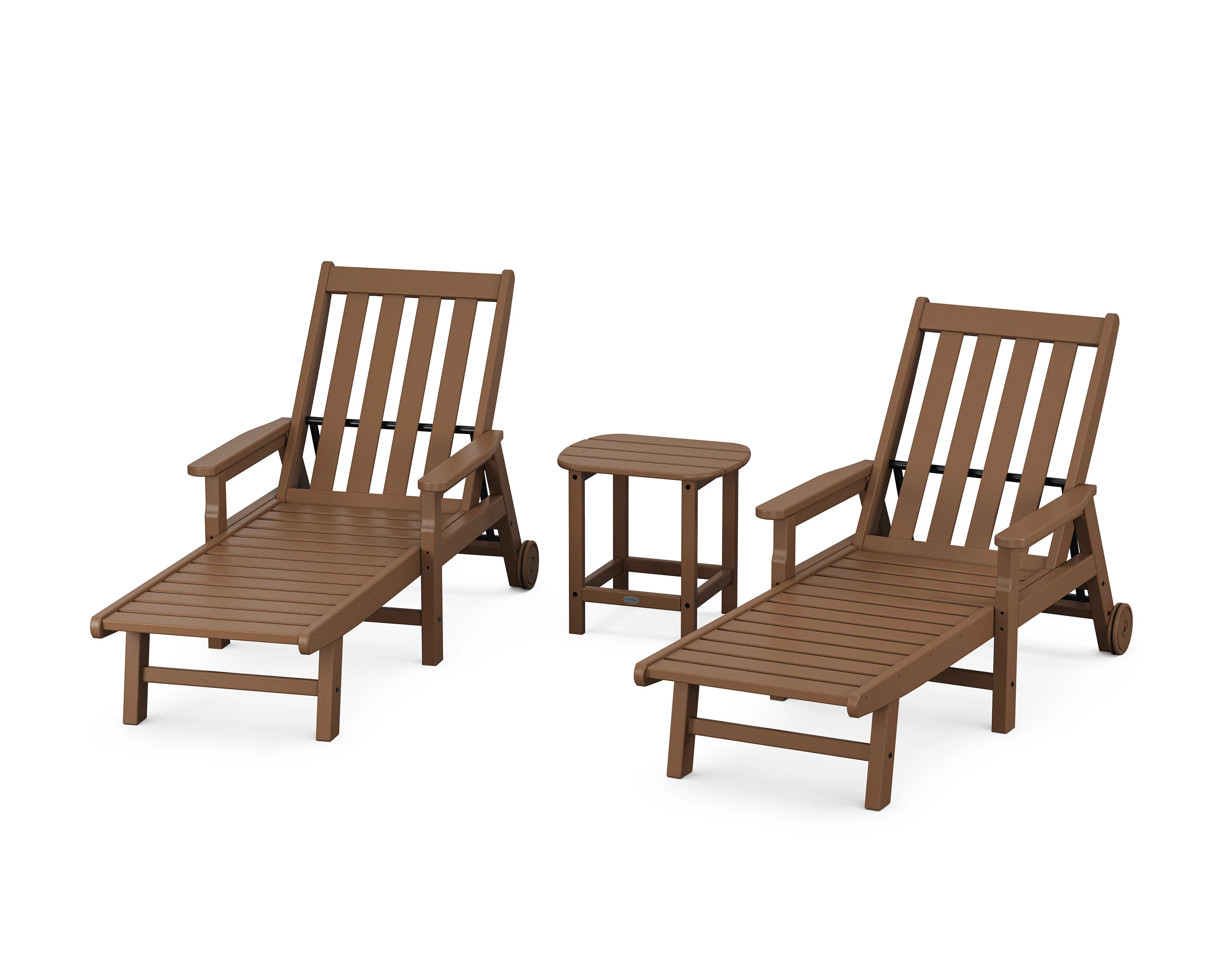 Vineyard 3-Piece Chaise with Arms and Wheels Set - Image 8