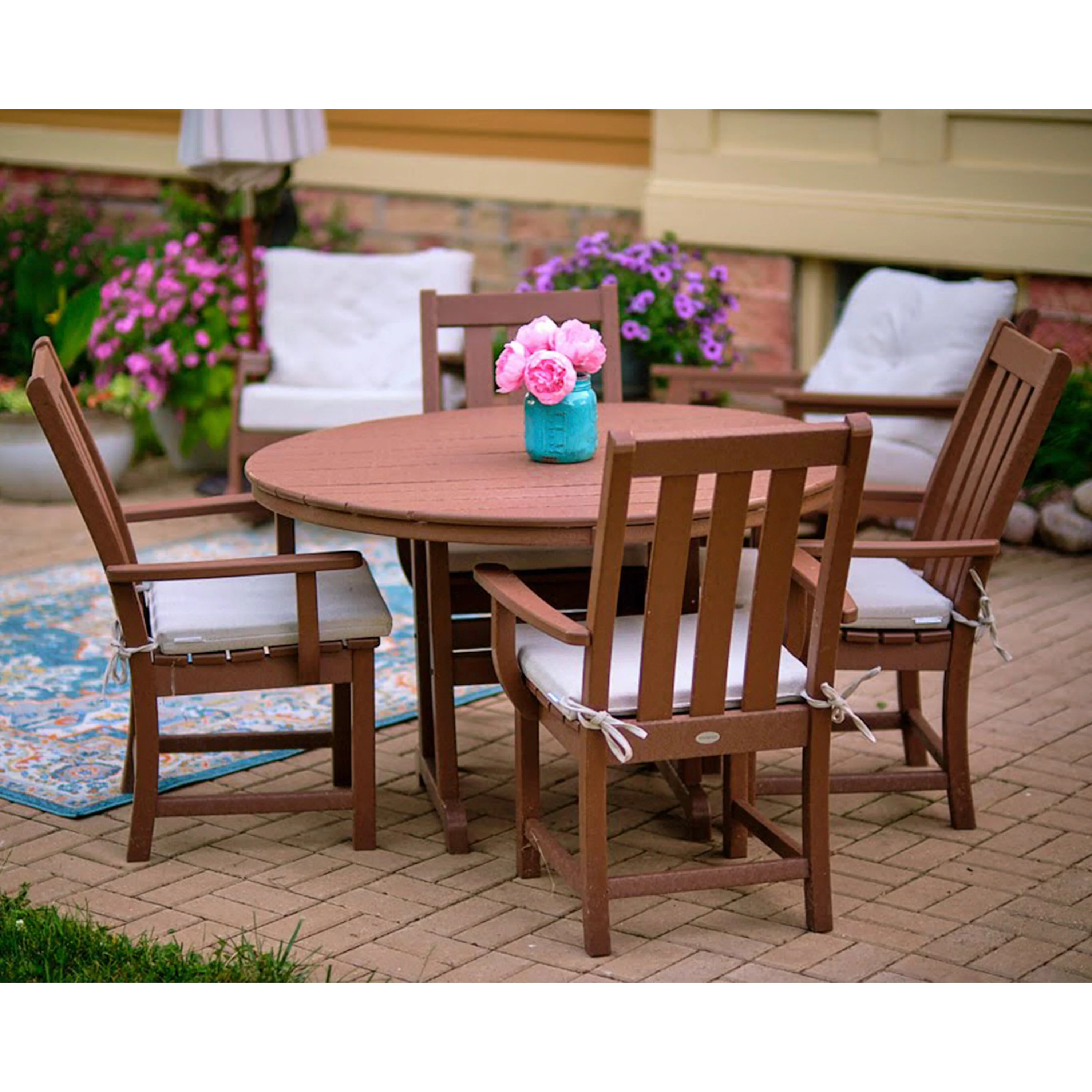 Vineyard 5-Piece Round Farmhouse Dining Set - Image 3