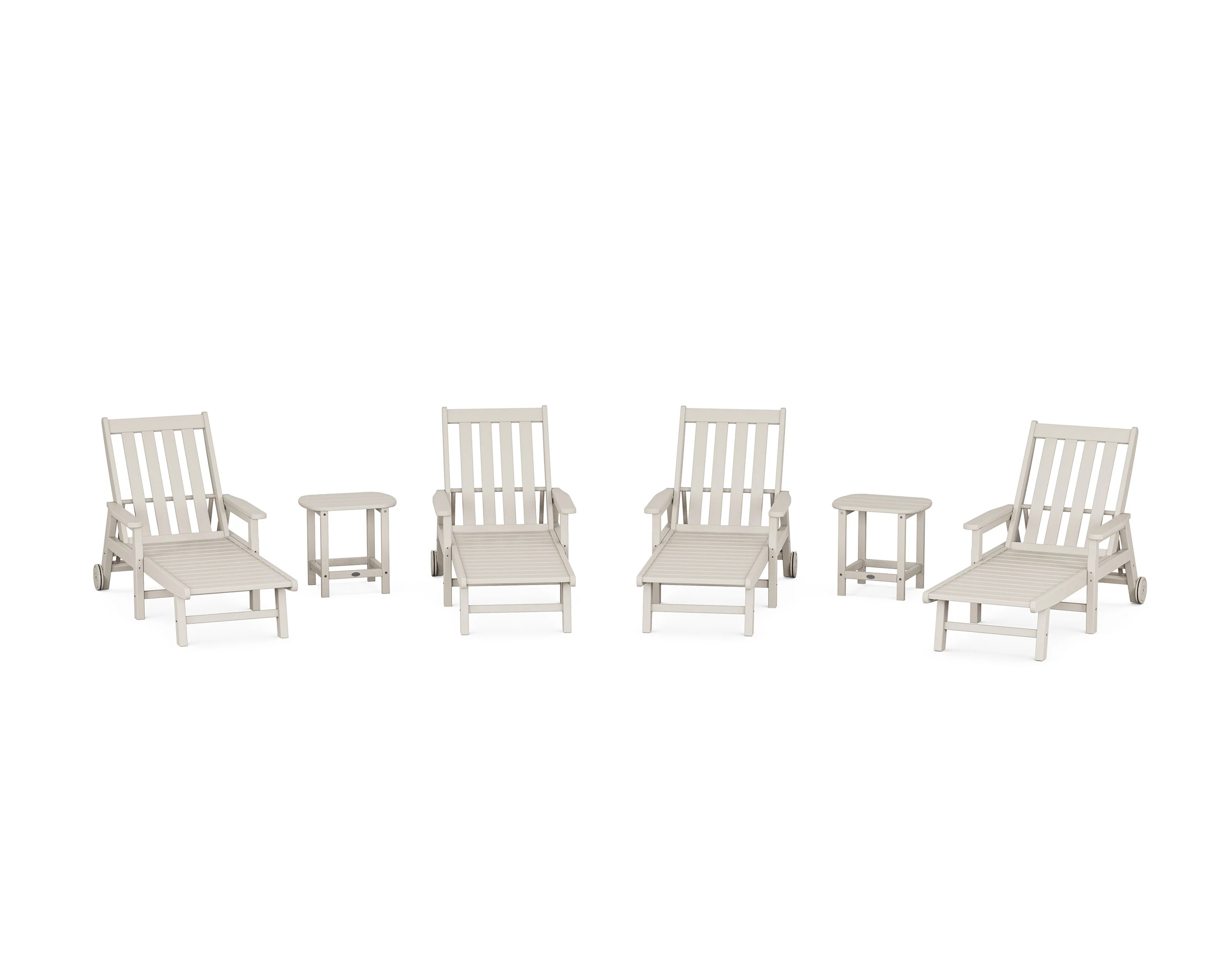 Vineyard 6-Piece Chaise with Arms and Wheels Set - Image 6