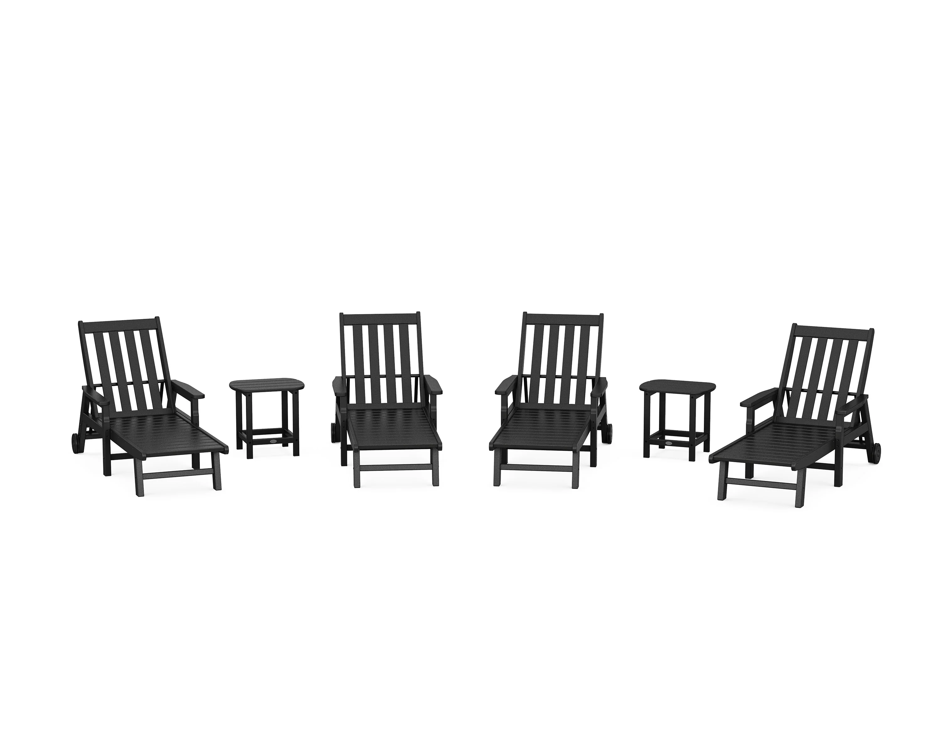 Vineyard 6-Piece Chaise with Arms and Wheels Set - Image 7