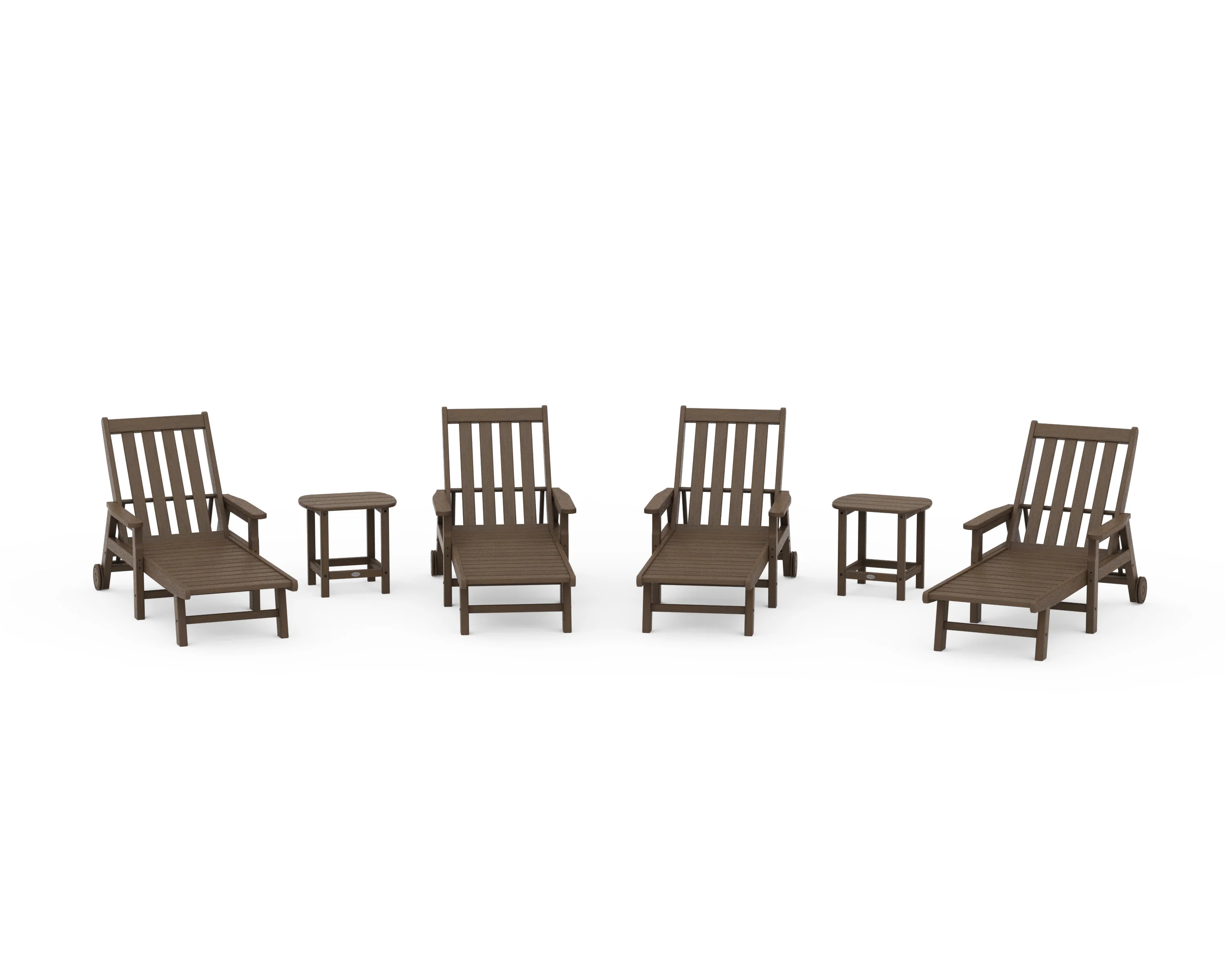Vineyard 6-Piece Chaise with Arms and Wheels Set - Image 9