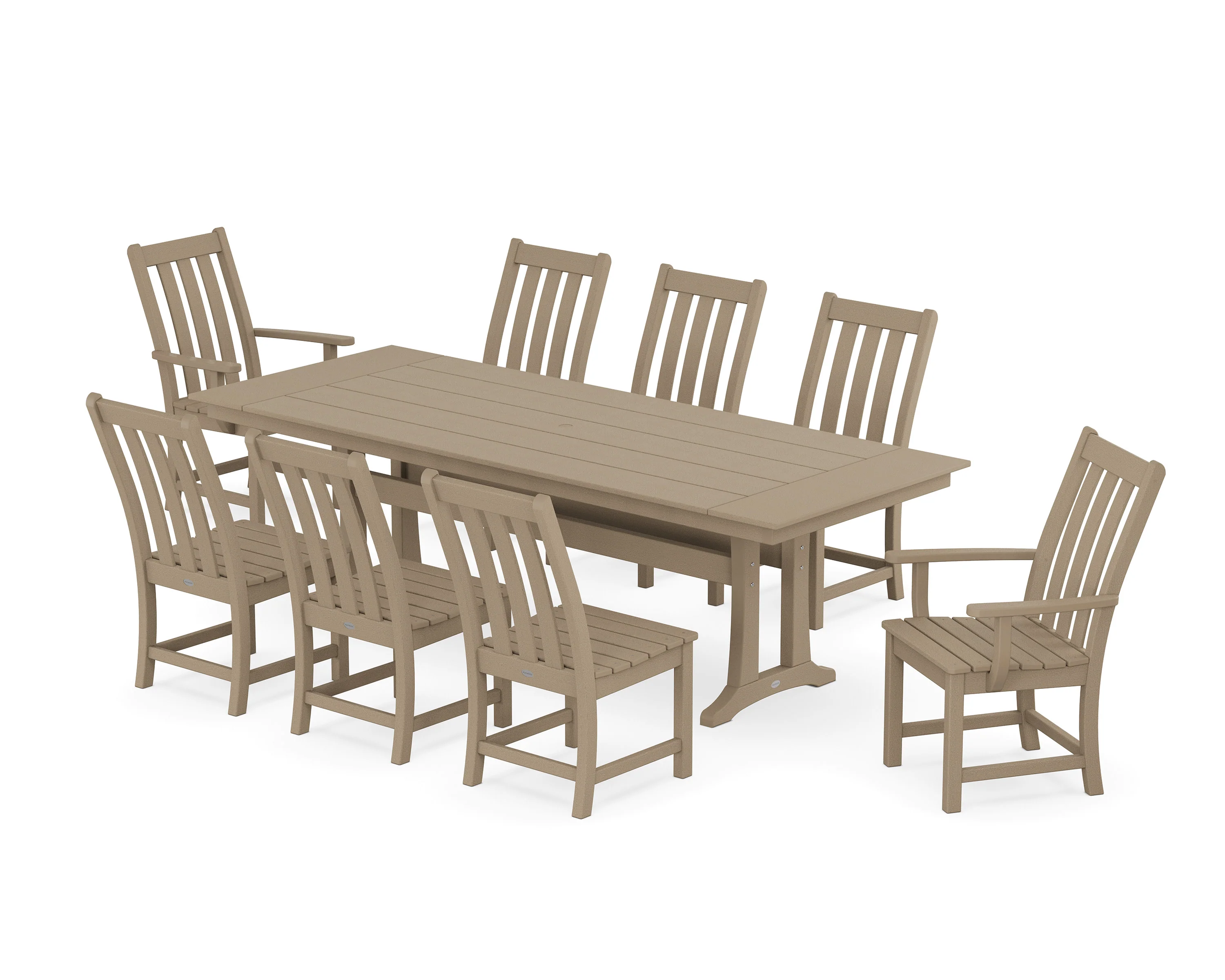 Vineyard 9-Piece Farmhouse Dining Set with Trestle Legs - Image 13