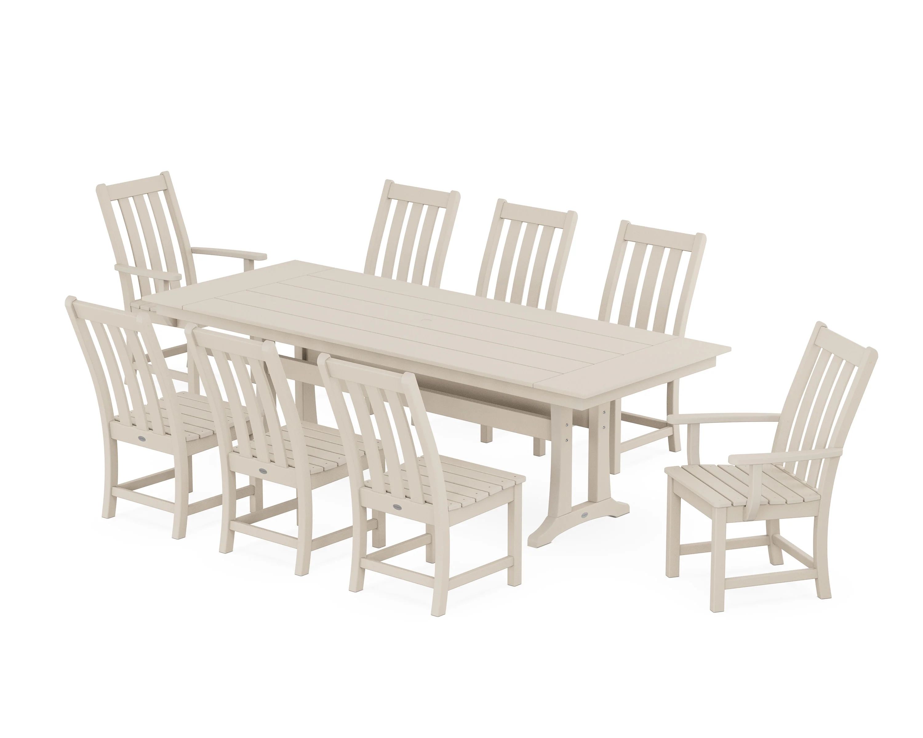 Vineyard 9-Piece Farmhouse Dining Set with Trestle Legs - Image 14