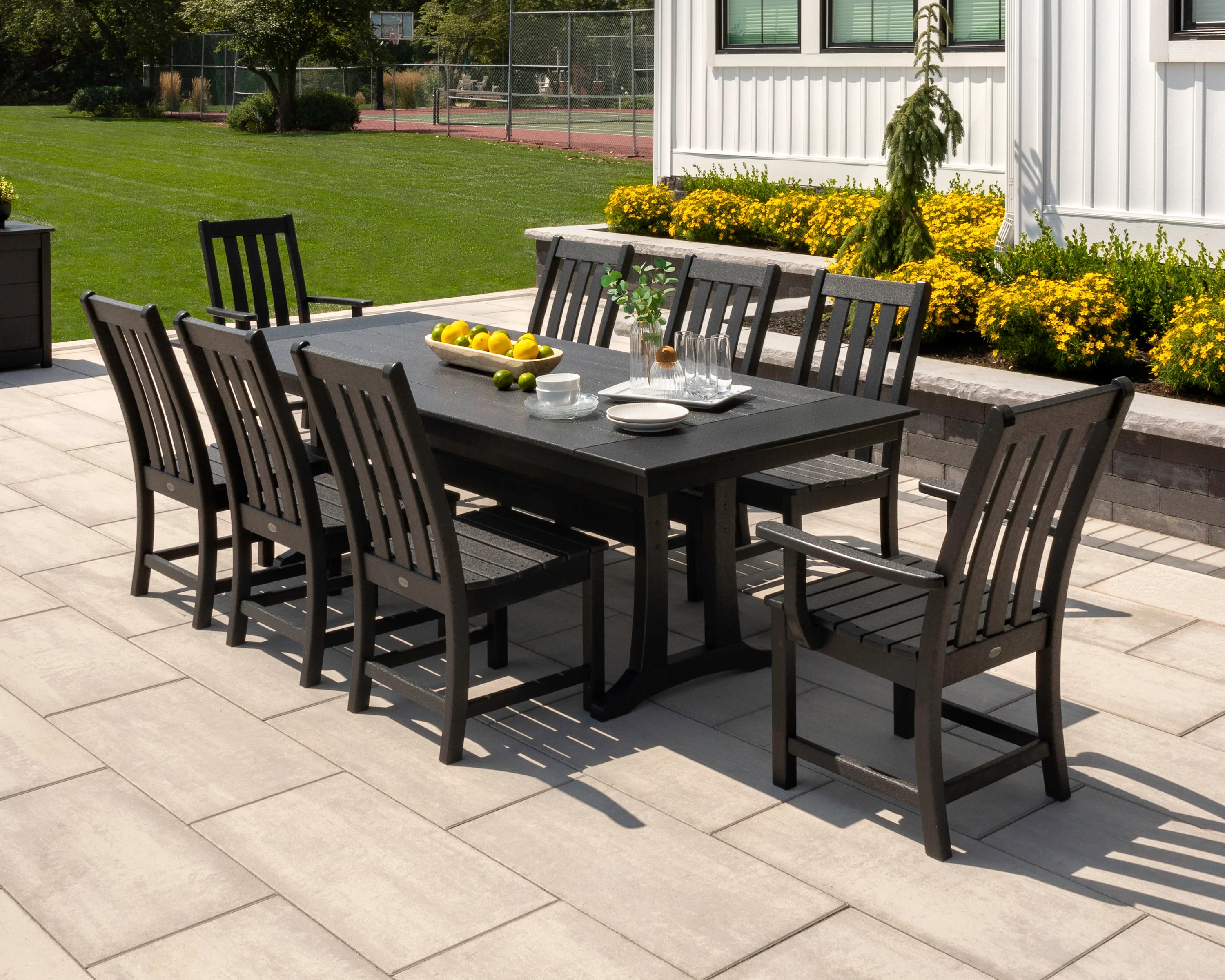Vineyard 9-Piece Farmhouse Dining Set with Trestle Legs - Image 3