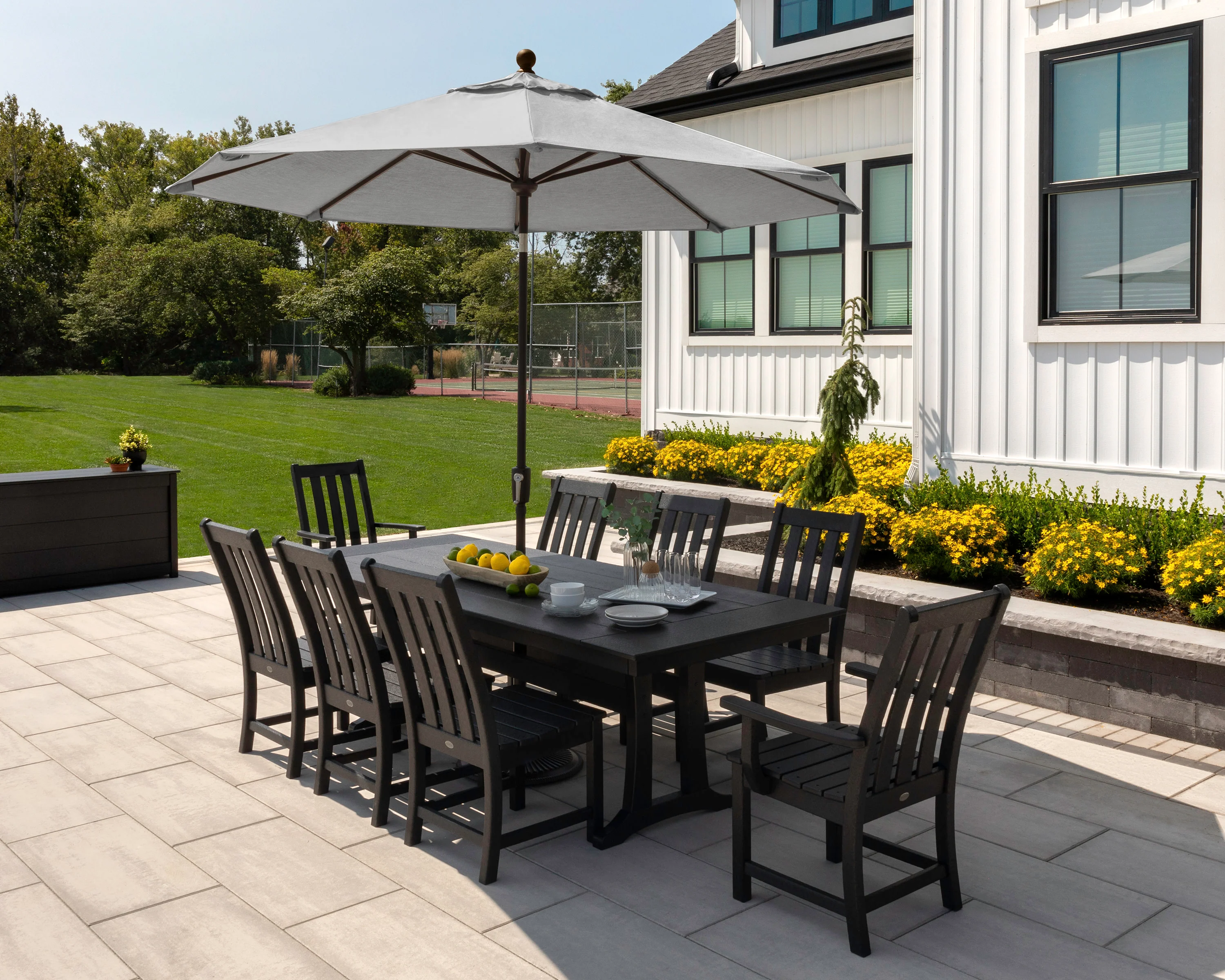 Vineyard 9-Piece Farmhouse Dining Set with Trestle Legs - Image 4