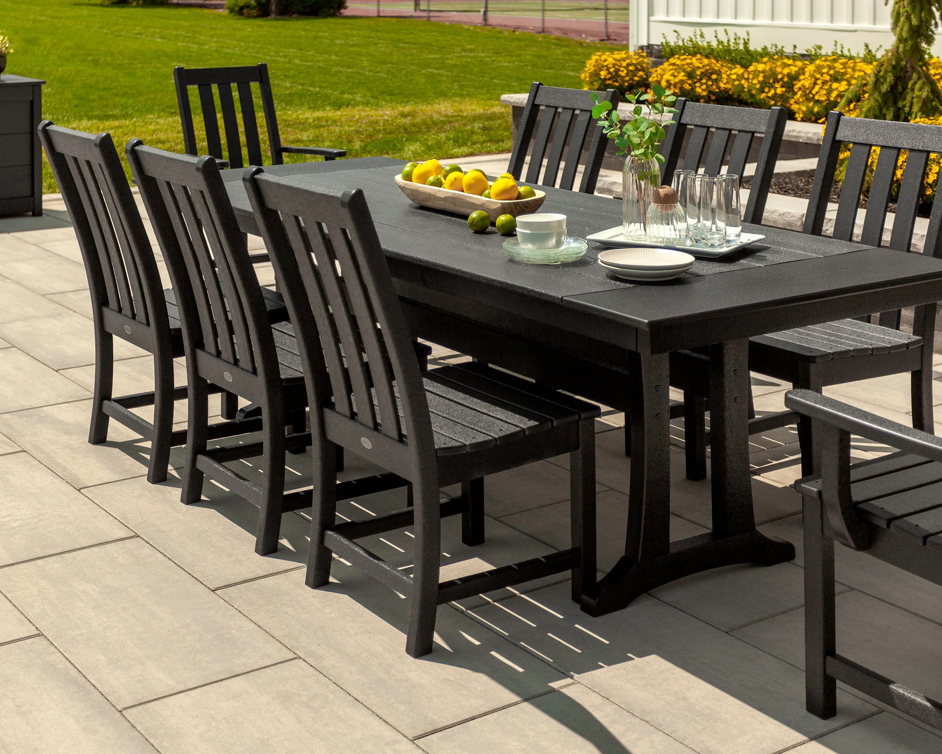 Vineyard 9-Piece Farmhouse Dining Set with Trestle Legs - Image 7