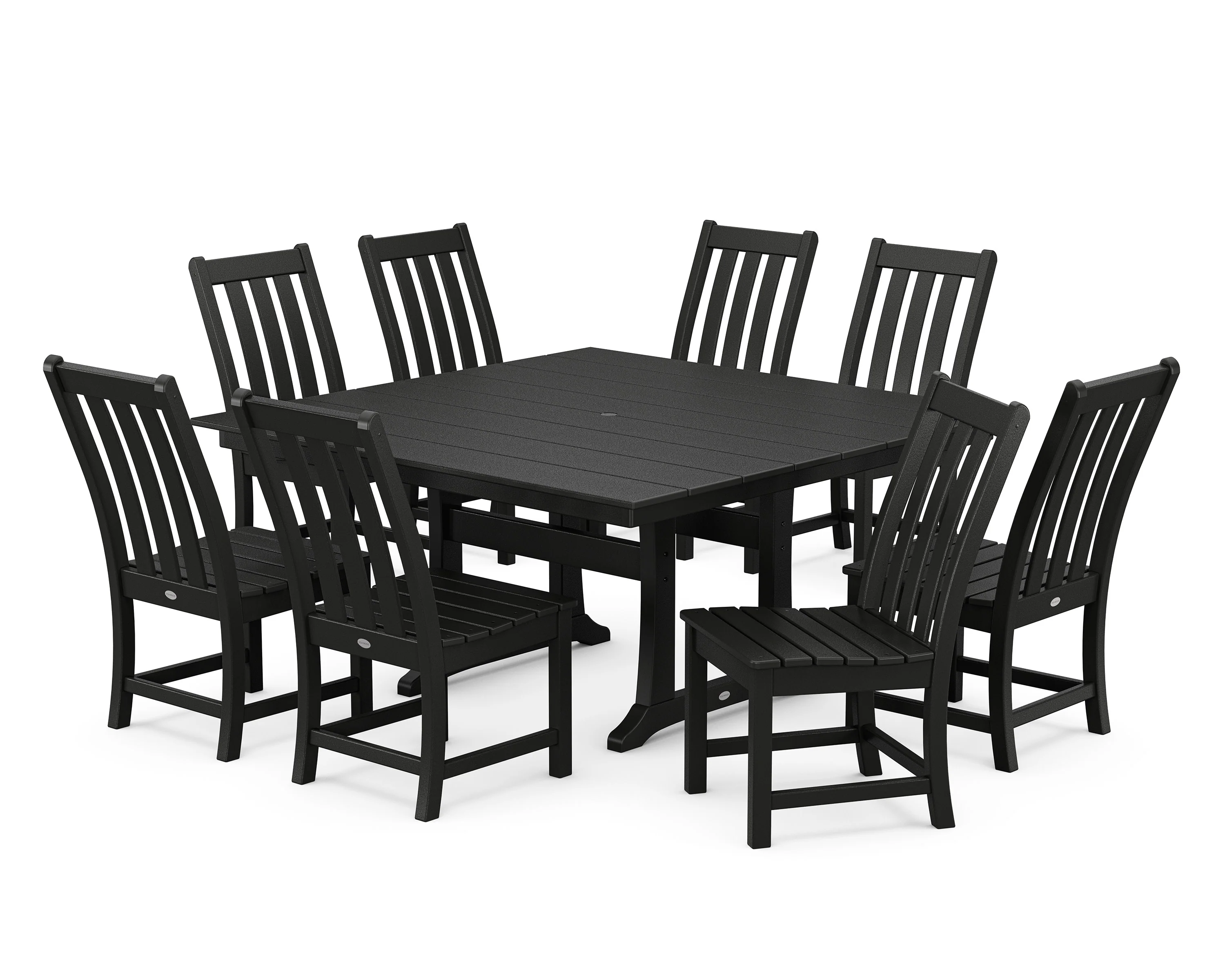 Vineyard 9-Piece Farmhouse Trestle Dining Set - Image 4