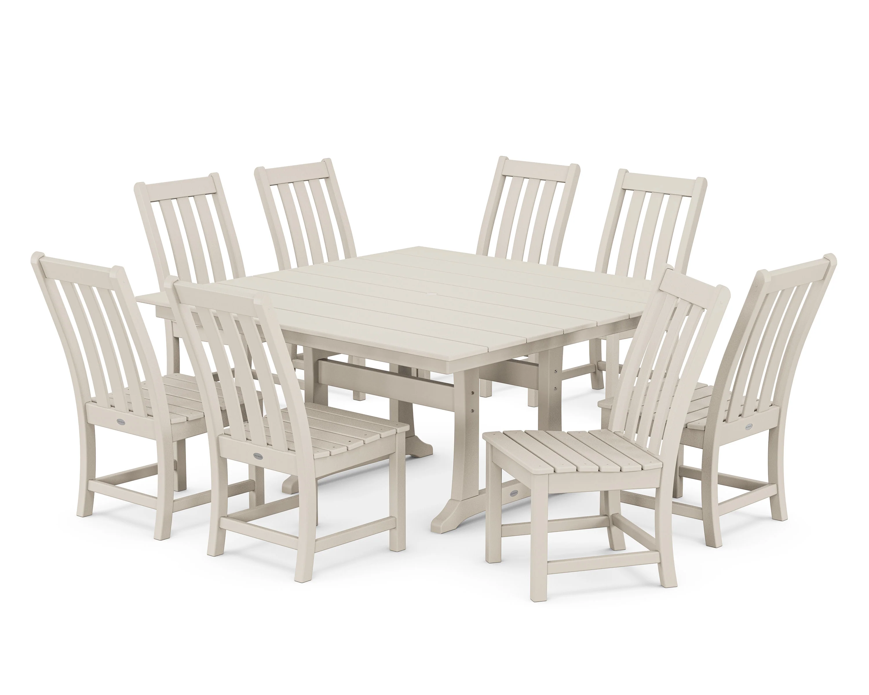 Vineyard 9-Piece Farmhouse Trestle Dining Set - Image 7