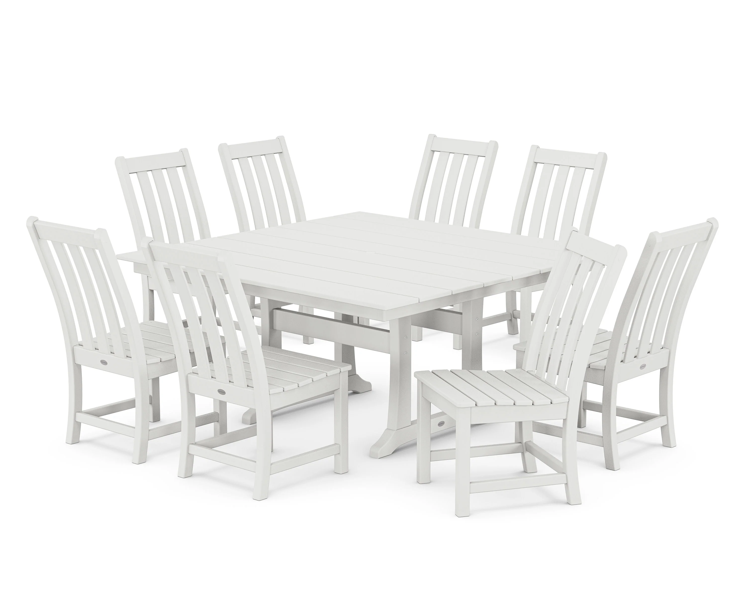 Vineyard 9-Piece Farmhouse Trestle Dining Set - Image 9
