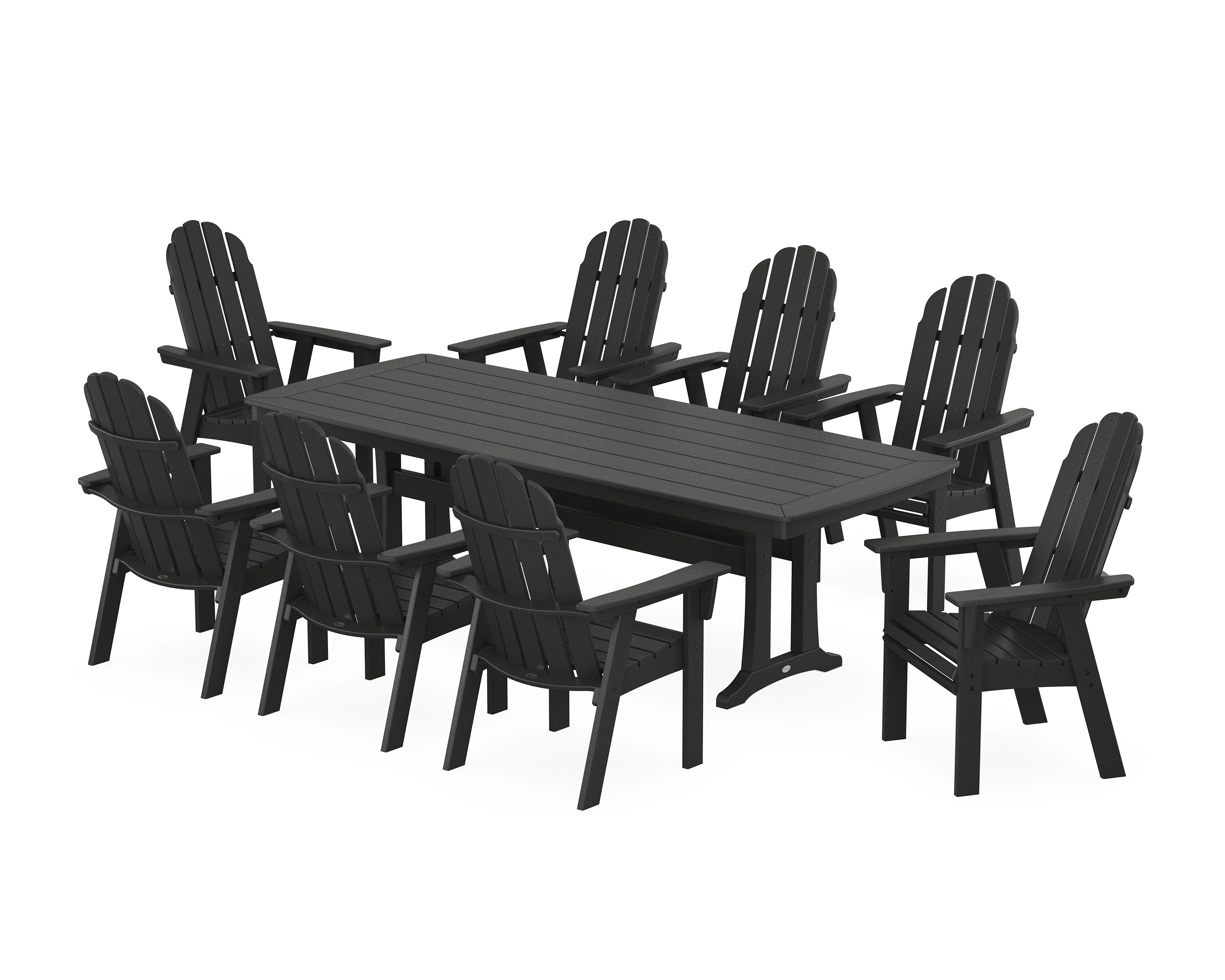 Vineyard Curveback Adirondack 9-Piece Dining Set with Trestle Legs - Image 10