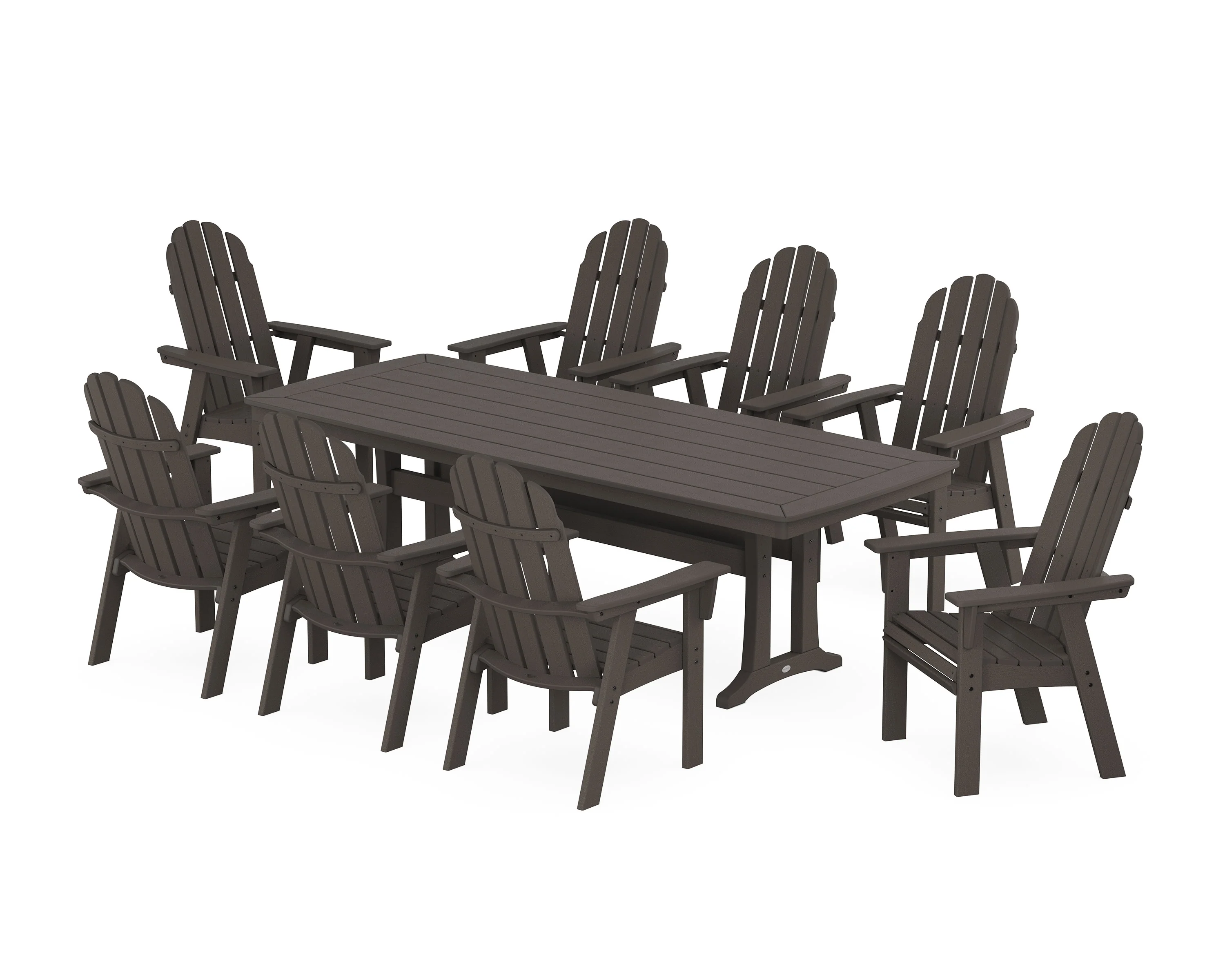 Vineyard Curveback Adirondack 9-Piece Dining Set with Trestle Legs - Image 11