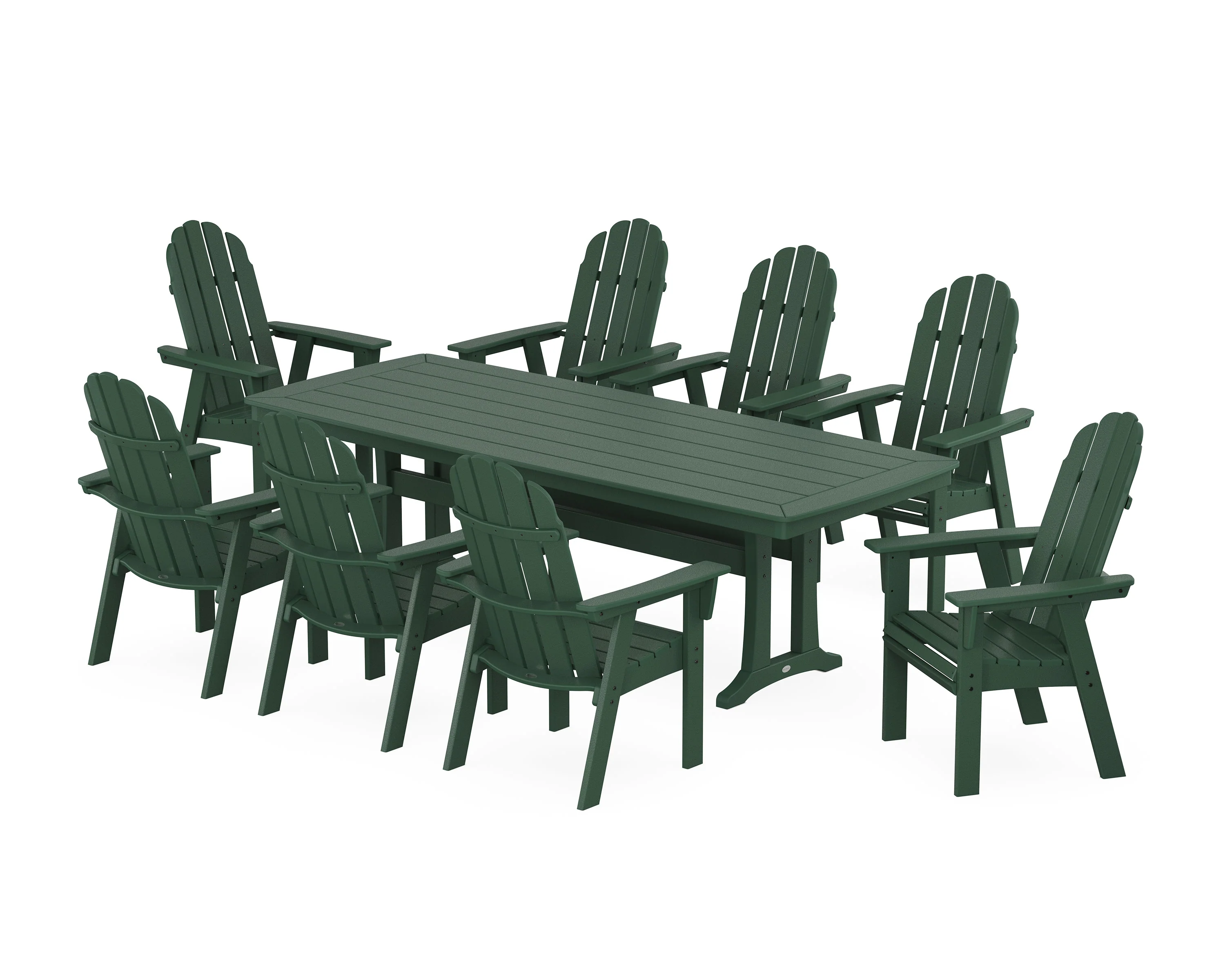 Vineyard Curveback Adirondack 9-Piece Dining Set with Trestle Legs - Image 12