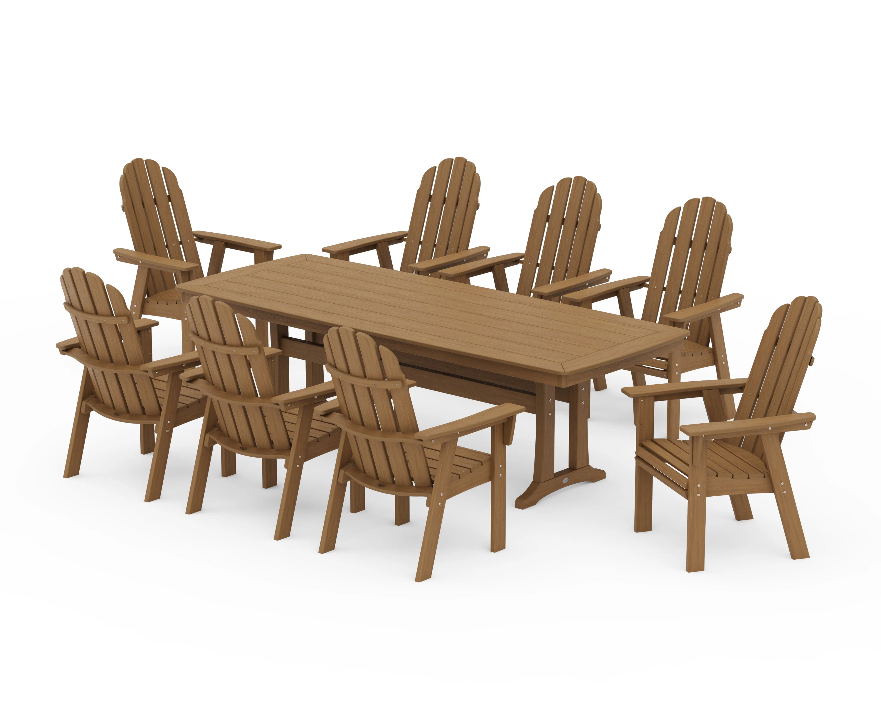Vineyard Curveback Adirondack 9-Piece Dining Set with Trestle Legs - Image 13