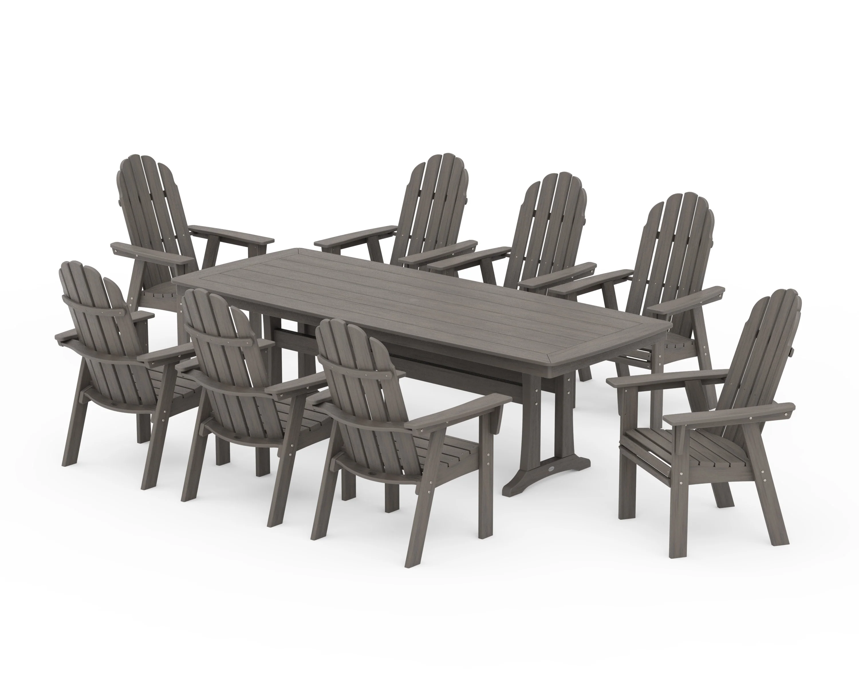 Vineyard Curveback Adirondack 9-Piece Dining Set with Trestle Legs - Image 14