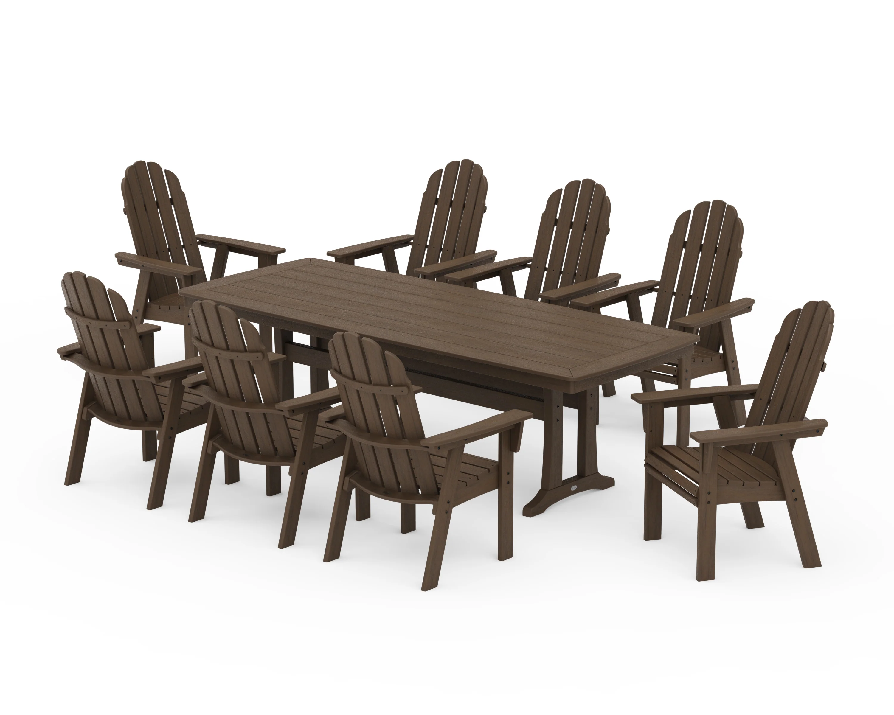 Vineyard Curveback Adirondack 9-Piece Dining Set with Trestle Legs - Image 15
