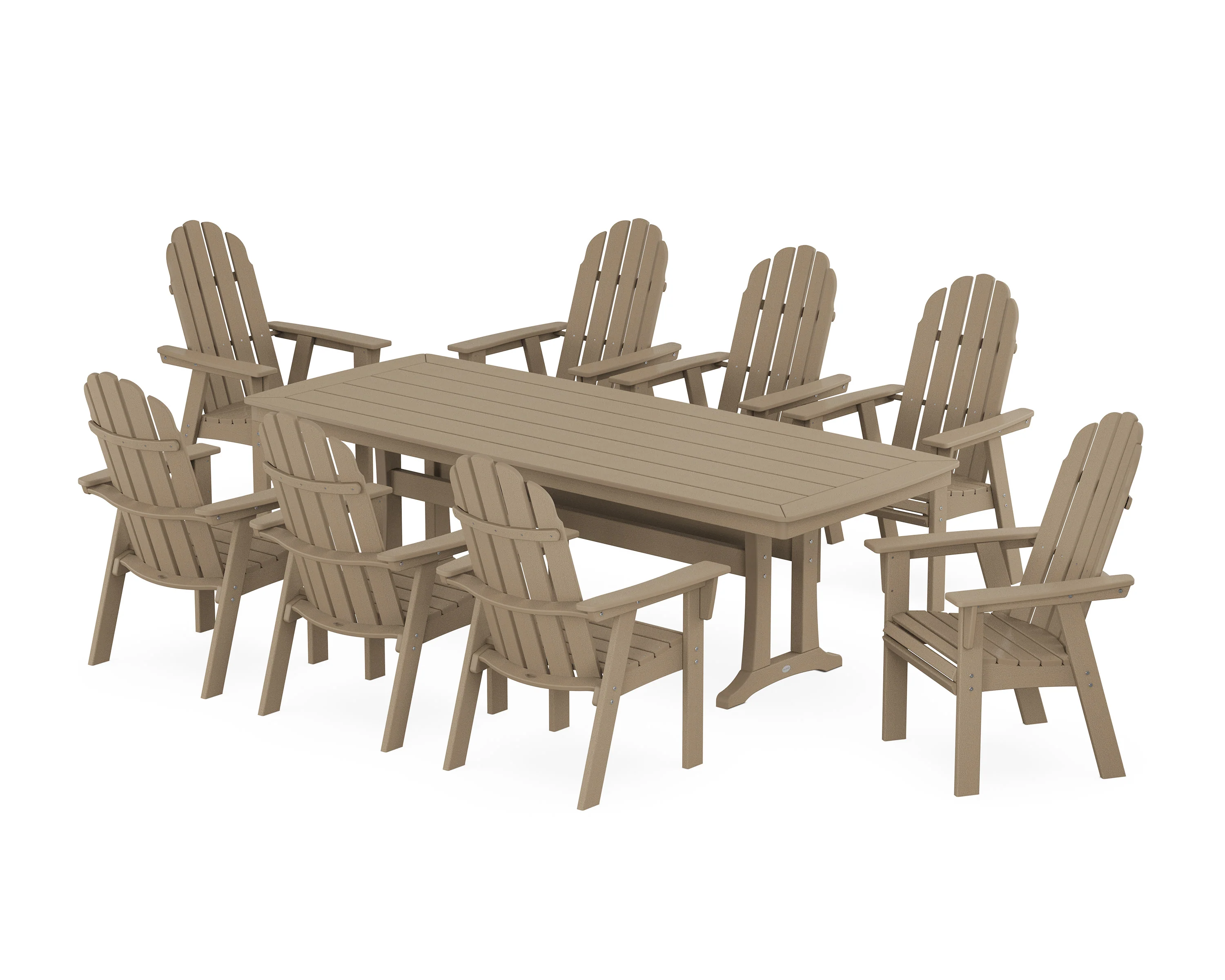 Vineyard Curveback Adirondack 9-Piece Dining Set with Trestle Legs - Image 5