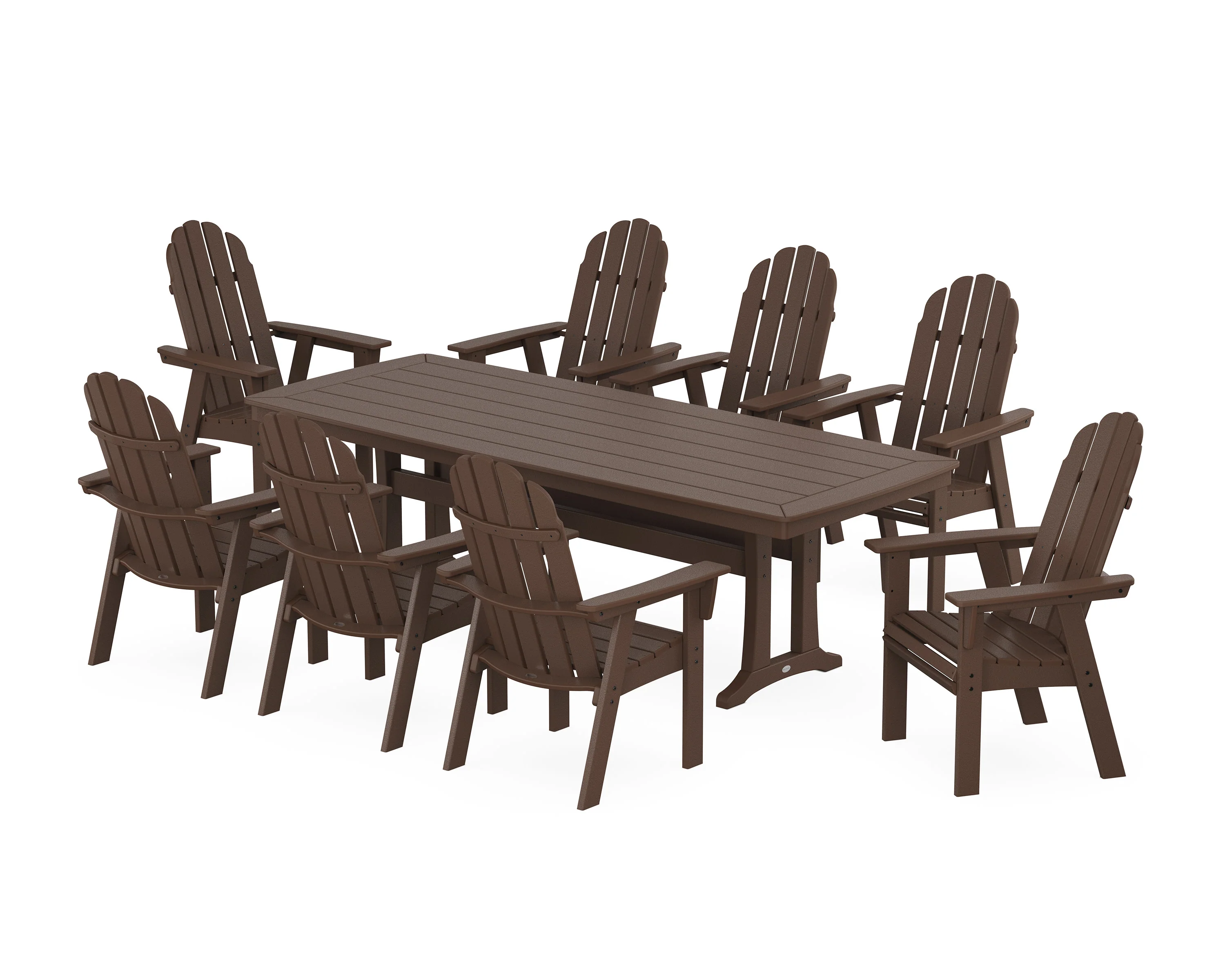 Vineyard Curveback Adirondack 9-Piece Dining Set with Trestle Legs - Image 7