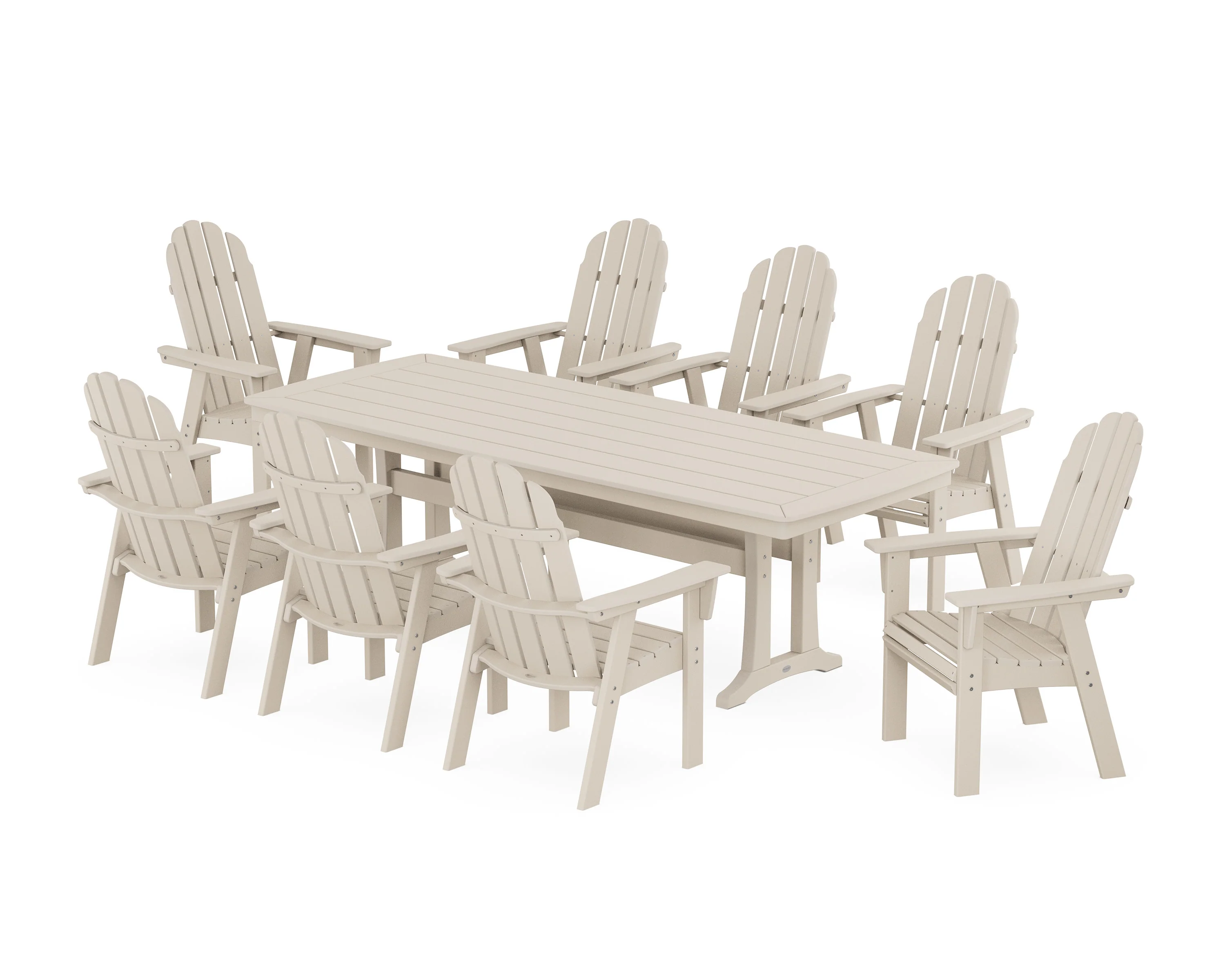 Vineyard Curveback Adirondack 9-Piece Dining Set with Trestle Legs - Image 8