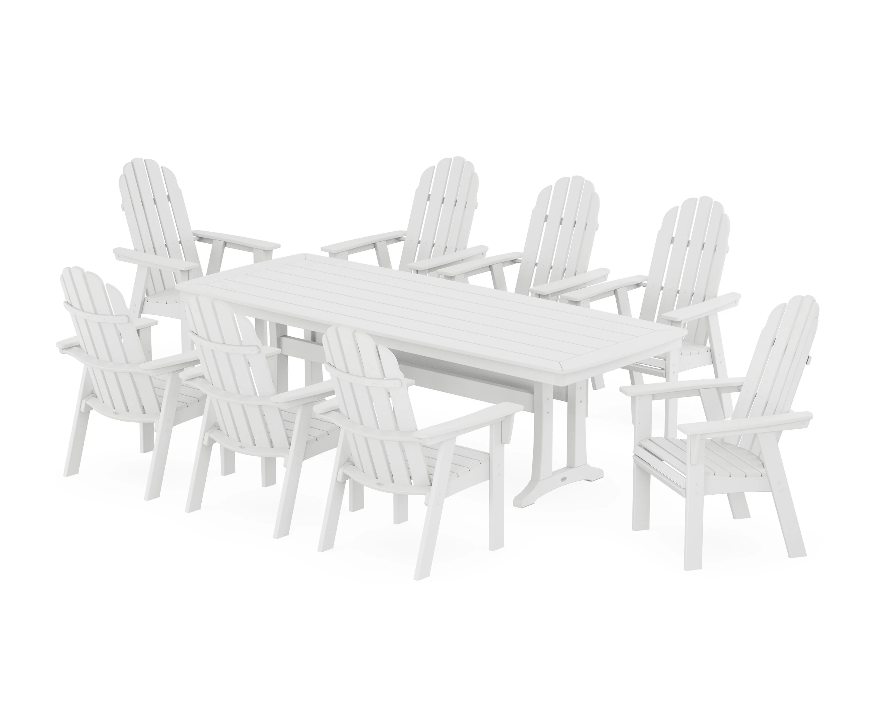 Vineyard Curveback Adirondack 9-Piece Dining Set with Trestle Legs - Image 9