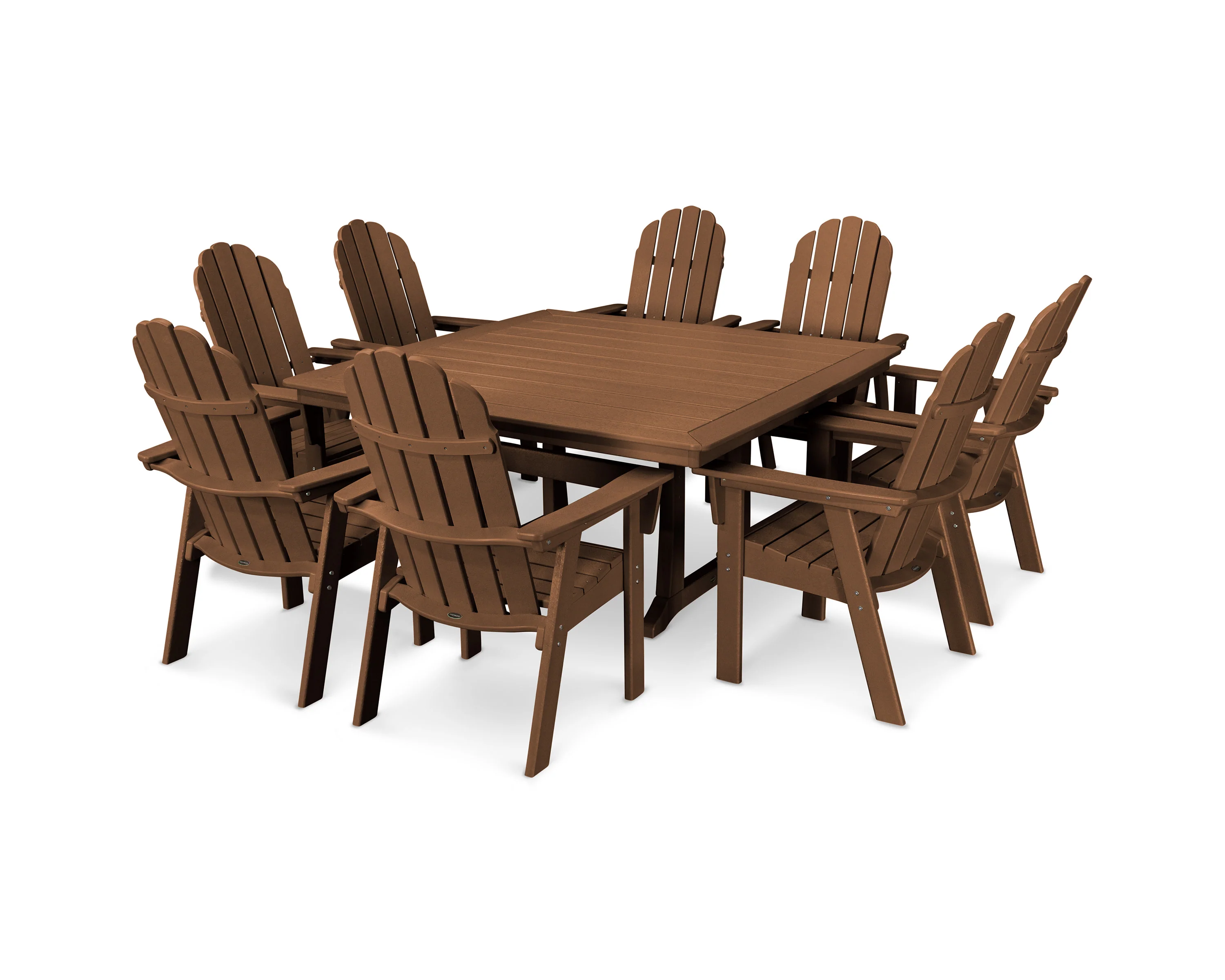 Vineyard Curveback Adirondack 9-Piece Nautical Trestle Dining Set - Image 22