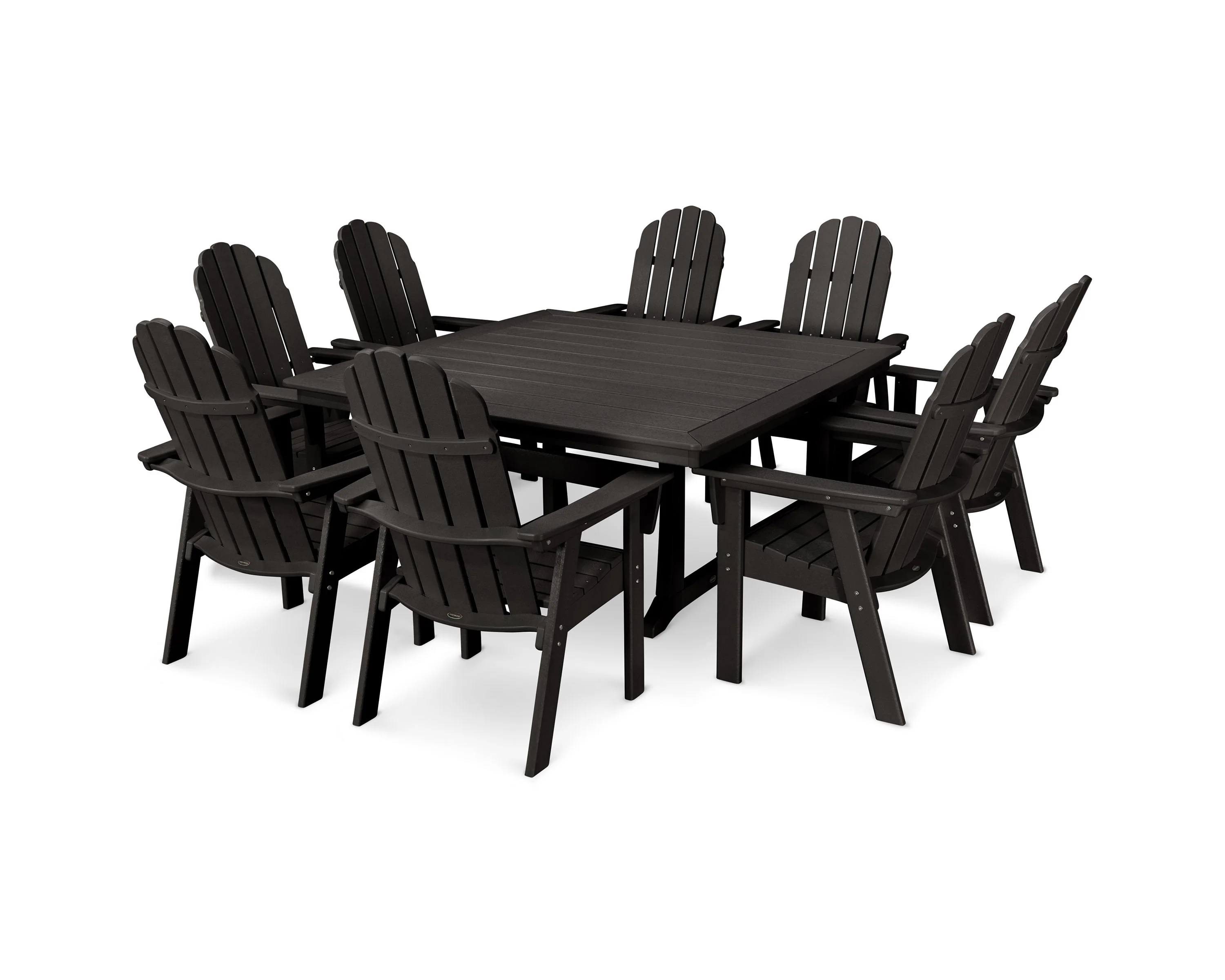 Vineyard Curveback Adirondack 9-Piece Nautical Trestle Dining Set - Image 29