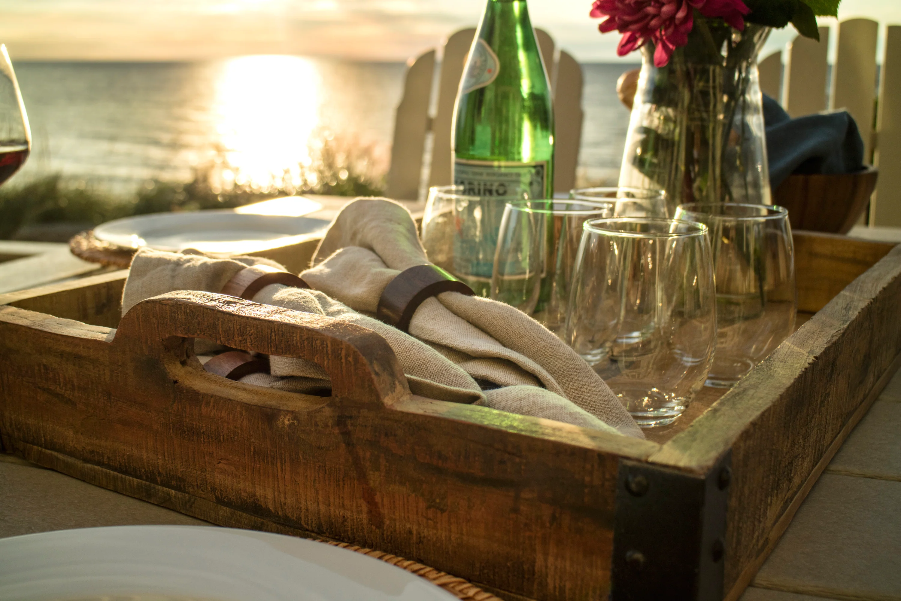 Vineyard Curveback Adirondack 9-Piece Nautical Trestle Dining Set - Image 4