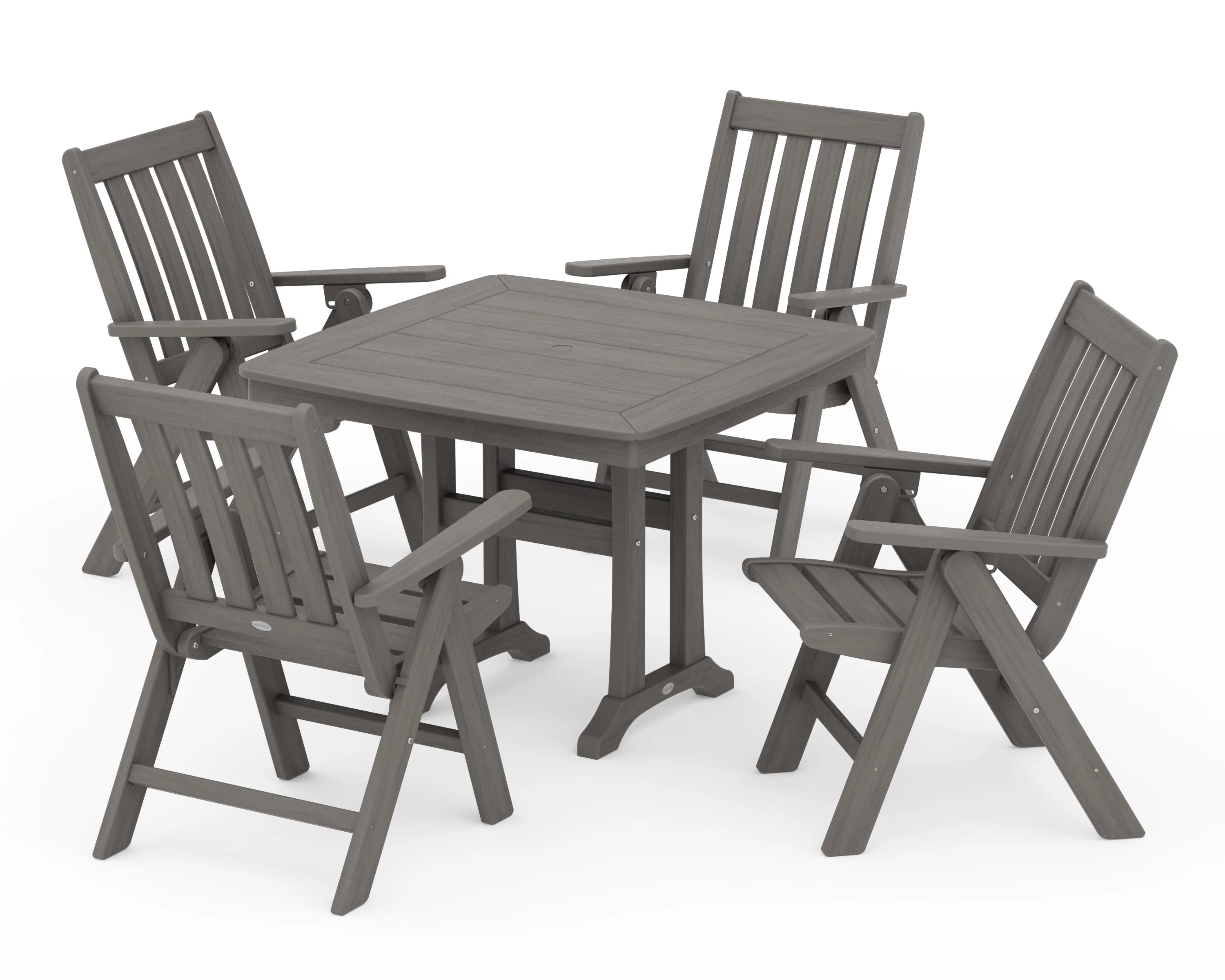Vineyard Folding 5-Piece Dining Set with Trestle Legs - Image 14