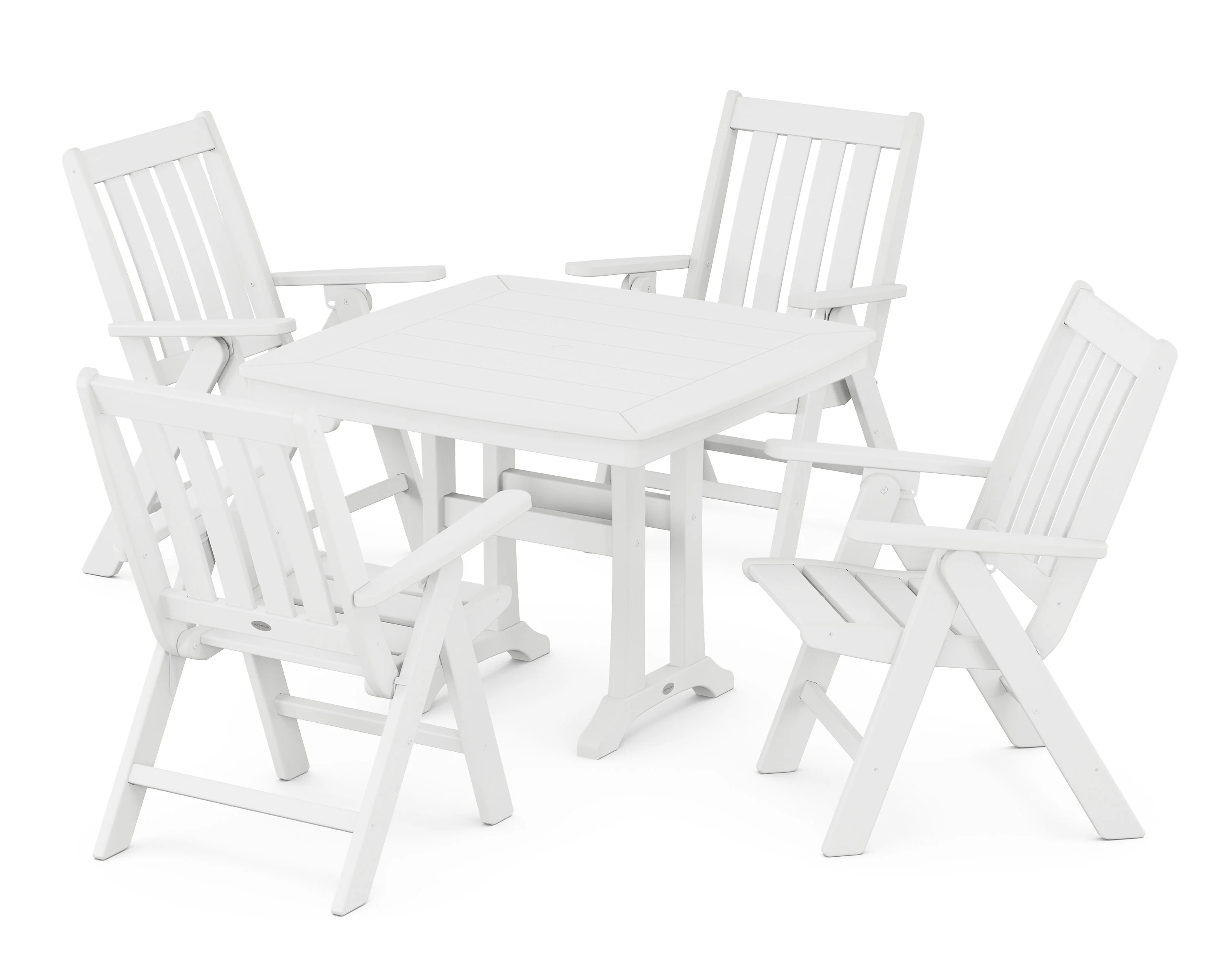 Vineyard Folding 5-Piece Dining Set with Trestle Legs - Image 5
