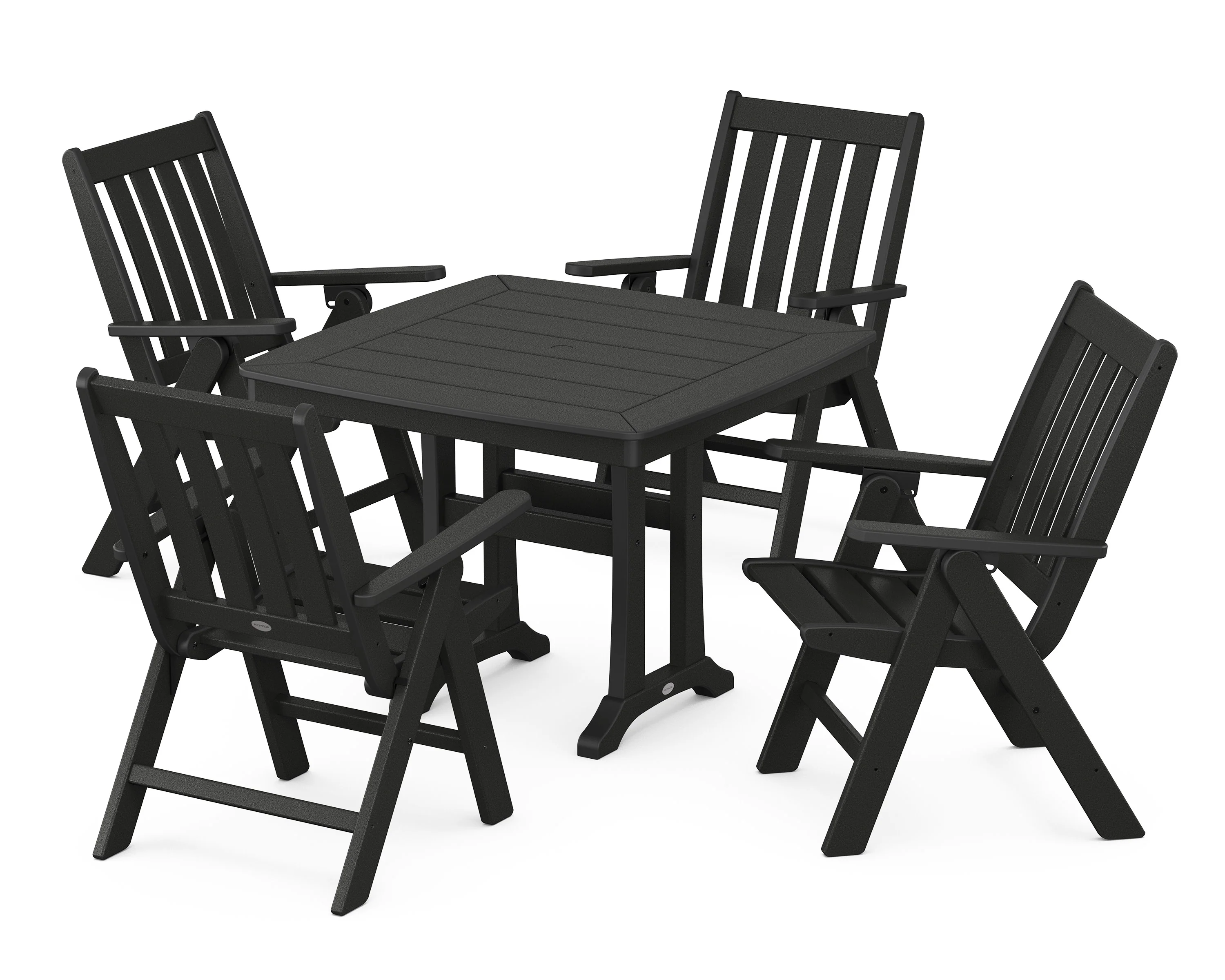Vineyard Folding 5-Piece Dining Set with Trestle Legs - Image 7