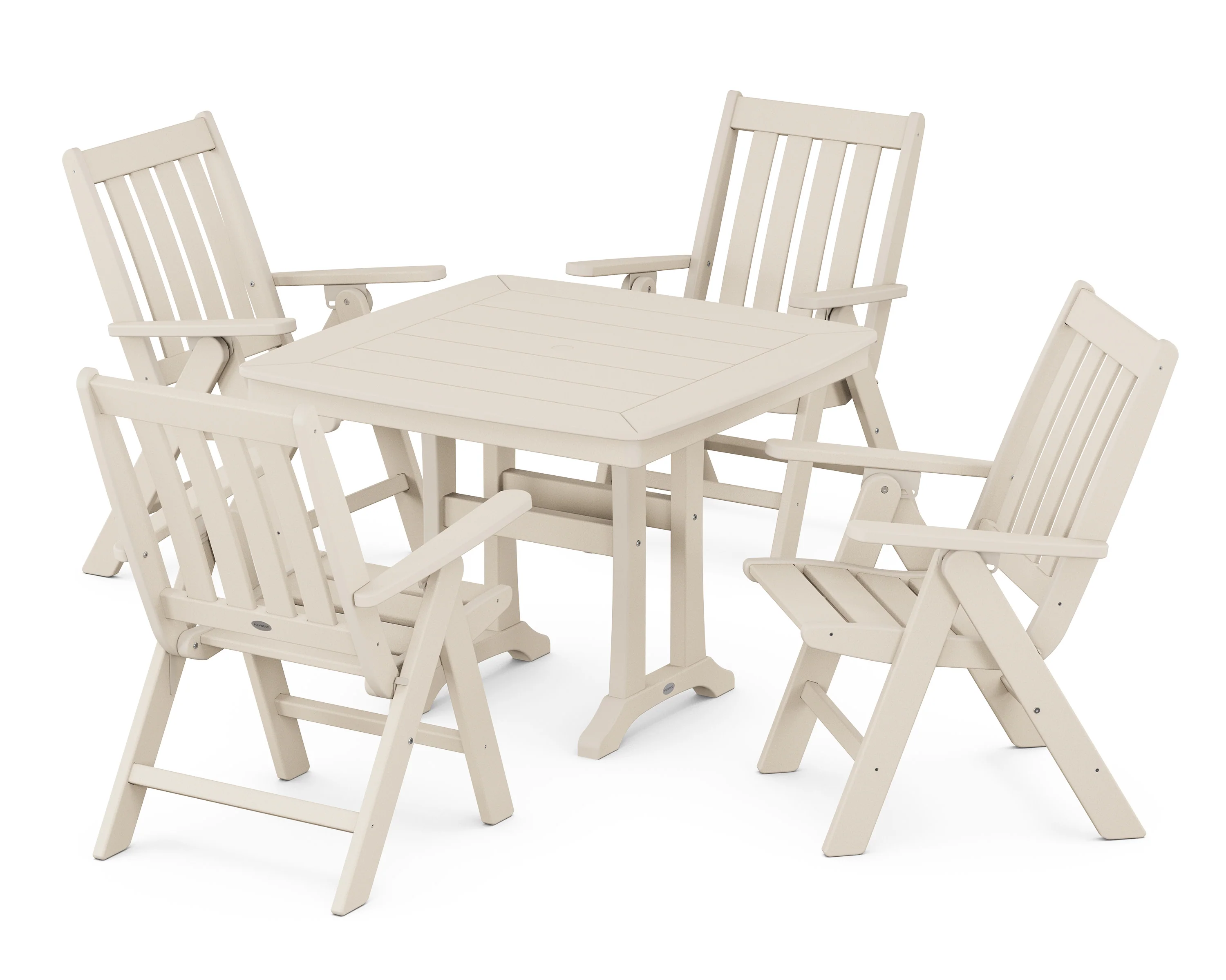 Vineyard Folding 5-Piece Dining Set with Trestle Legs - Image 8