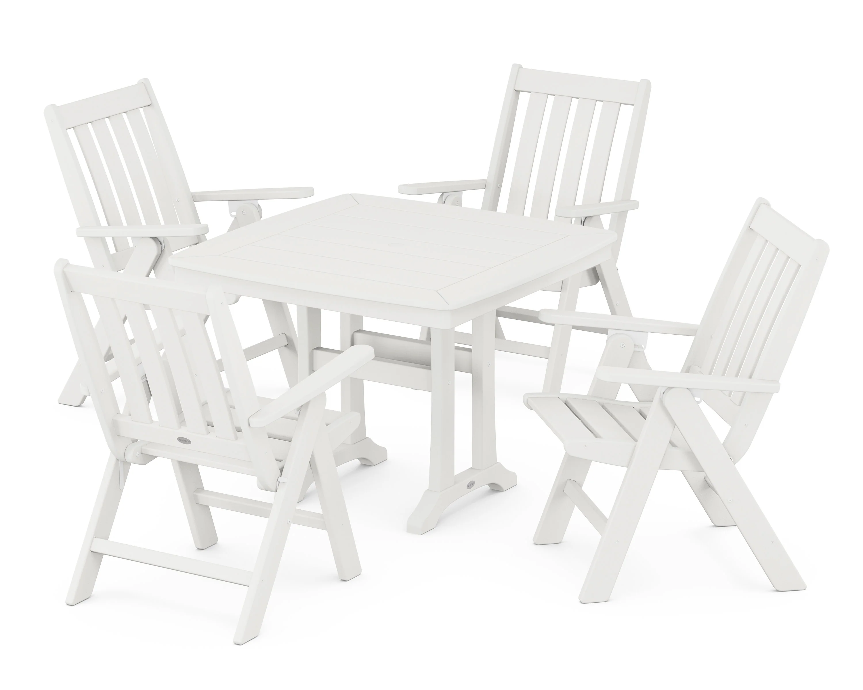 Vineyard Folding 5-Piece Dining Set with Trestle Legs - Image 9