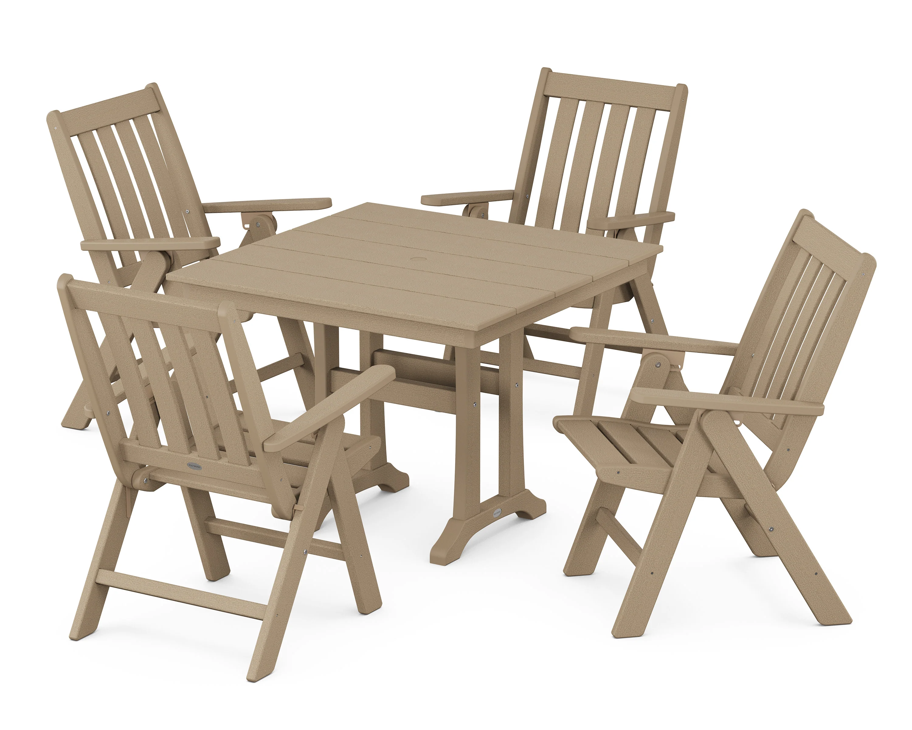 Vineyard Folding 5-Piece Farmhouse Dining Set With Trestle Legs - Image 11
