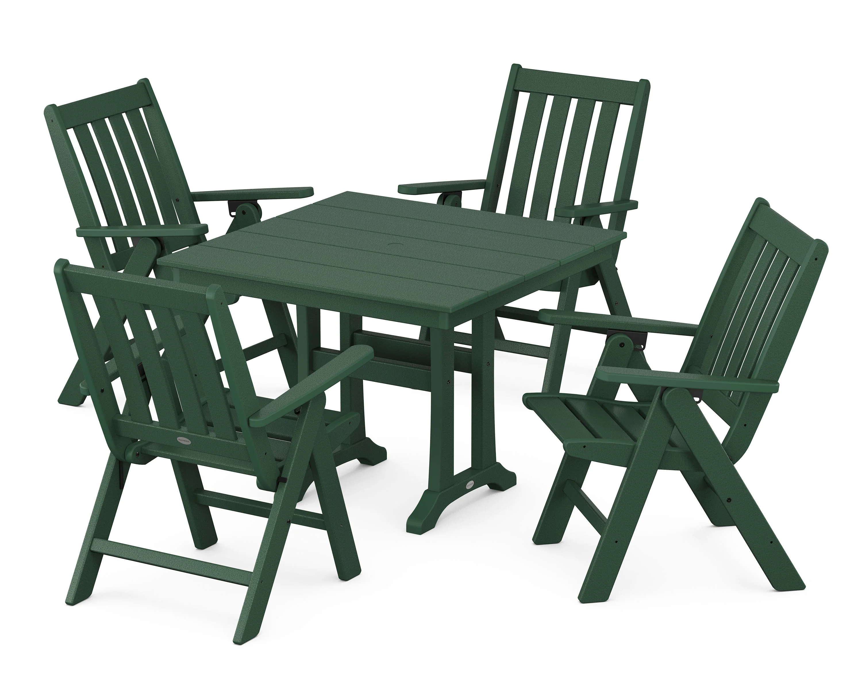 Vineyard Folding 5-Piece Farmhouse Dining Set With Trestle Legs - Image 12