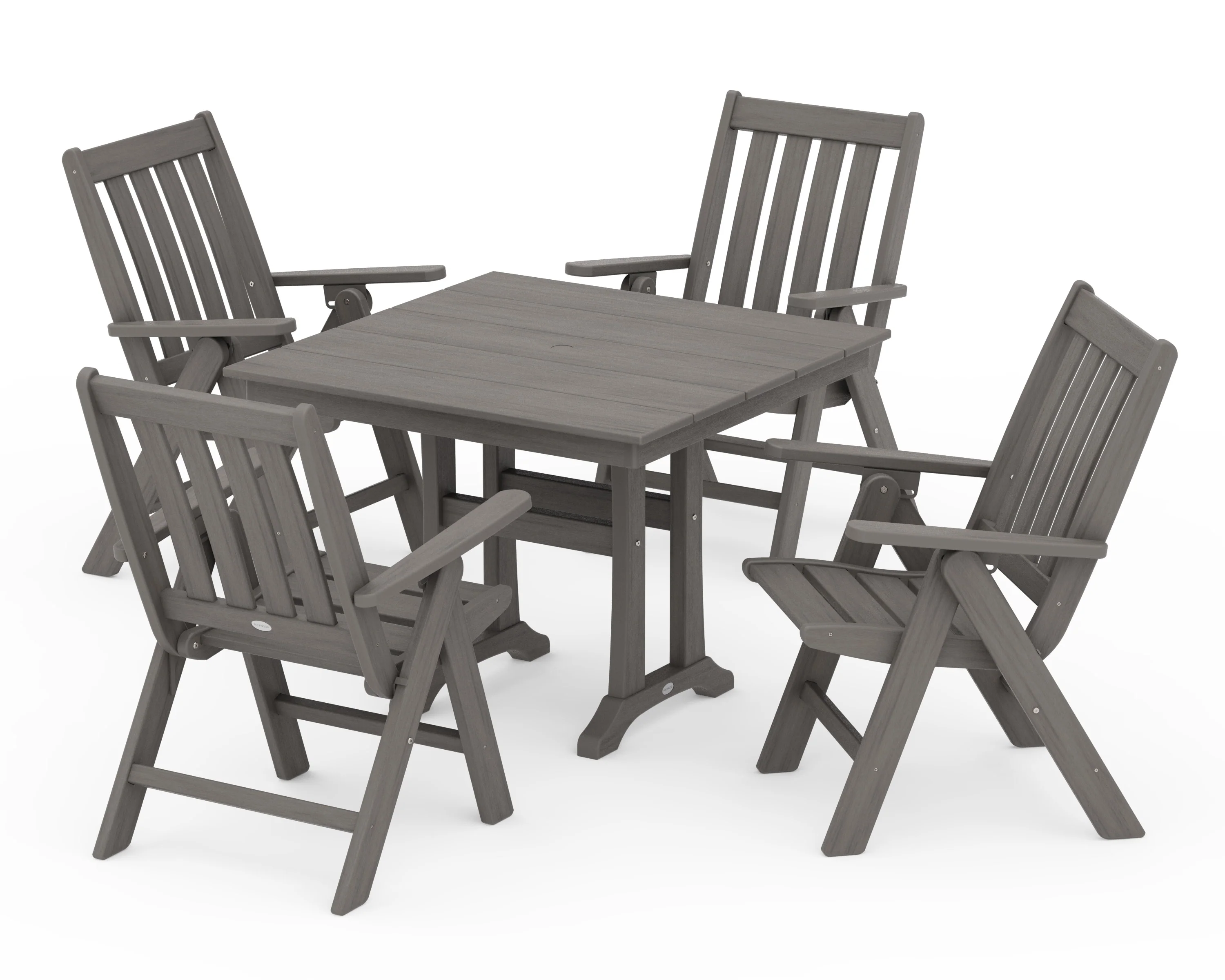 Vineyard Folding 5-Piece Farmhouse Dining Set With Trestle Legs - Image 14