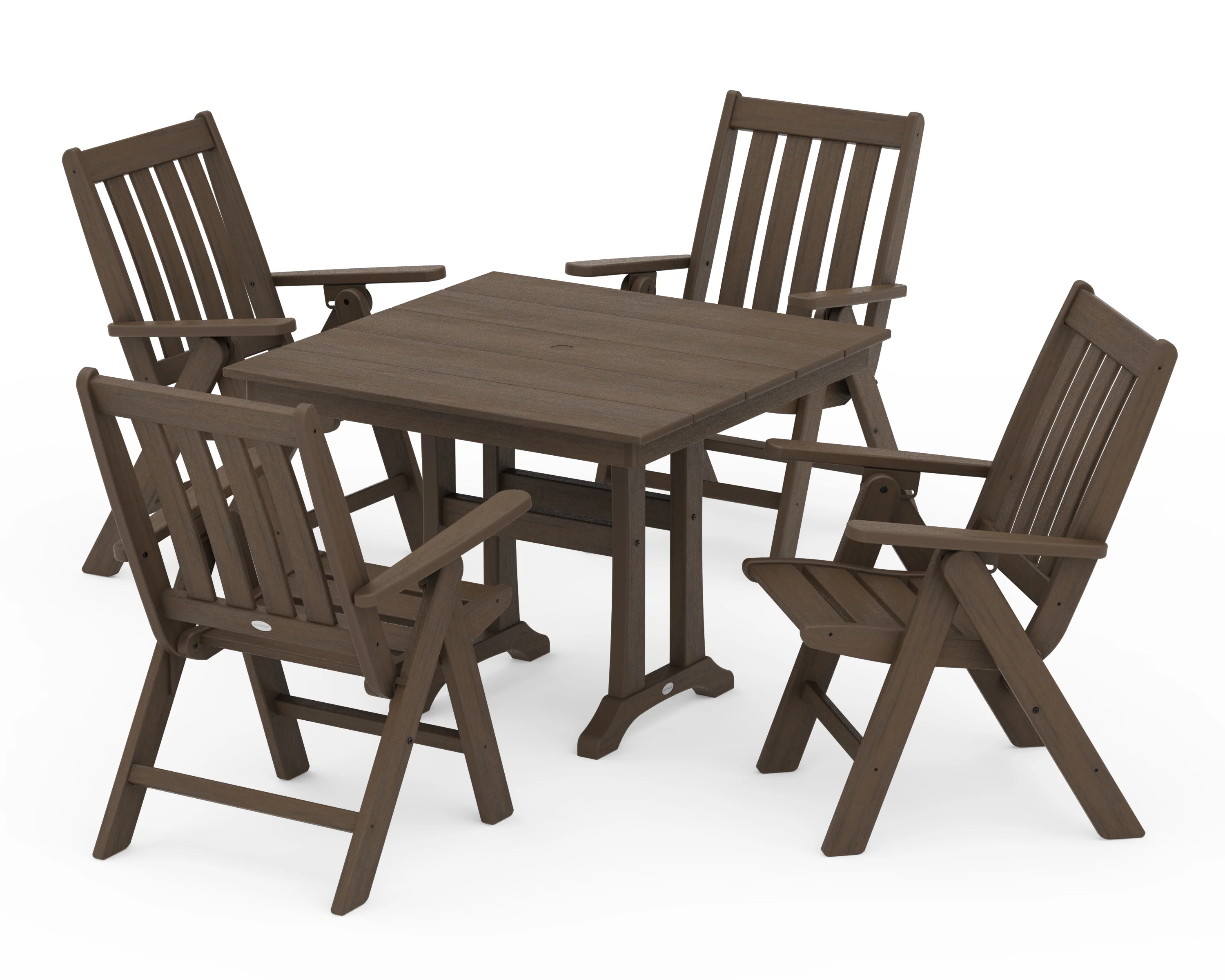 Vineyard Folding 5-Piece Farmhouse Dining Set With Trestle Legs - Image 15