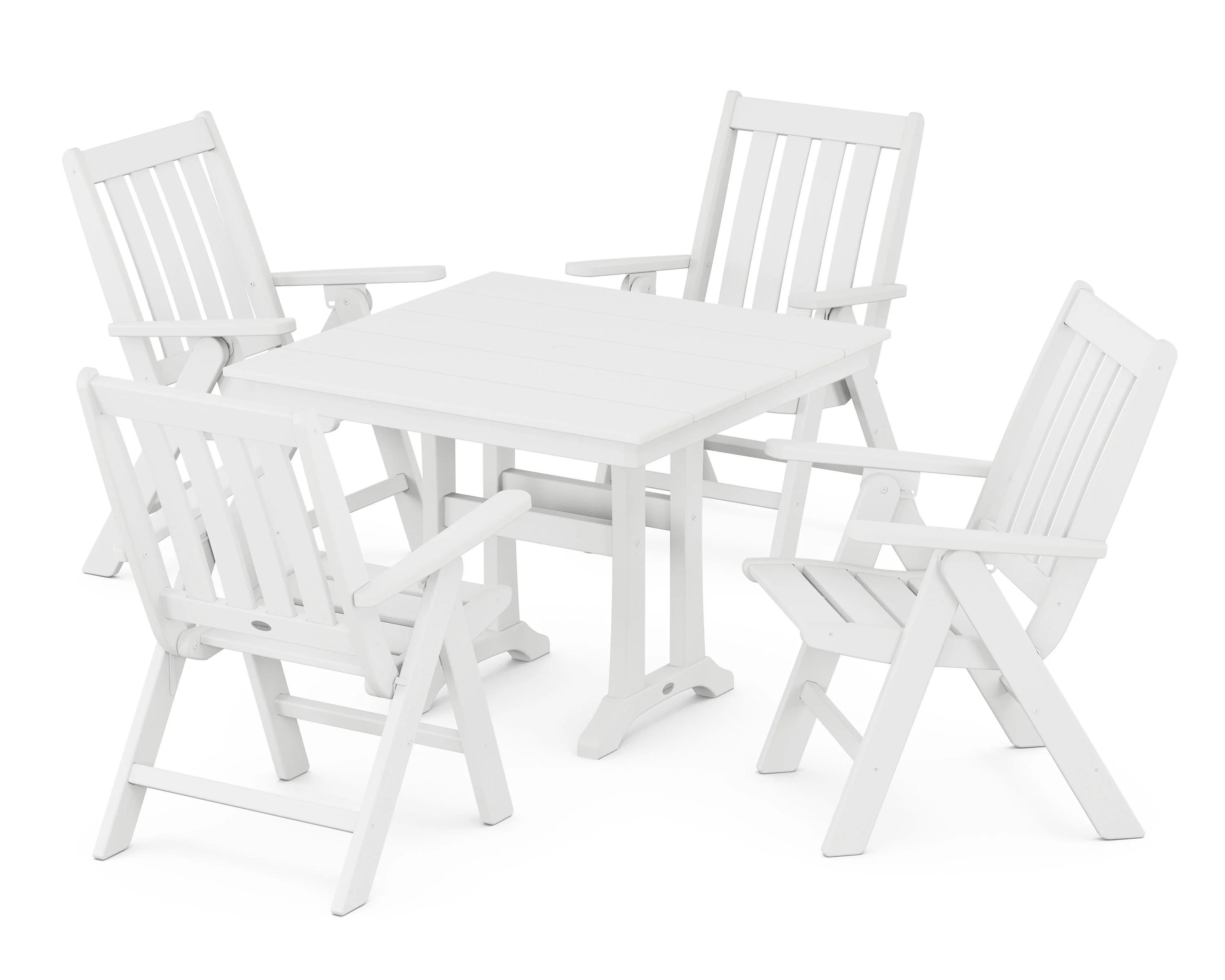 Vineyard Folding 5-Piece Farmhouse Dining Set With Trestle Legs - Image 6