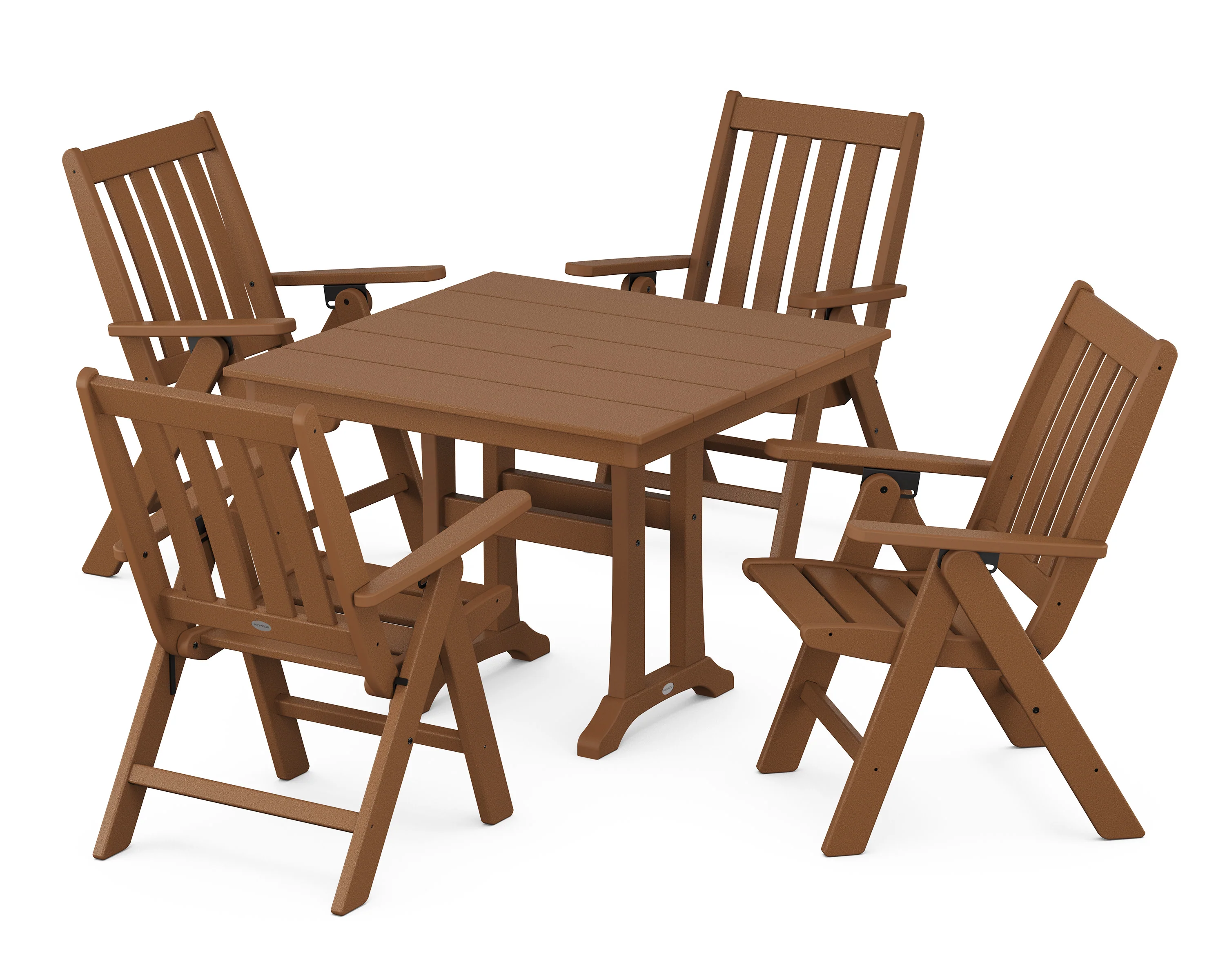Vineyard Folding 5-Piece Farmhouse Dining Set With Trestle Legs - Image 7