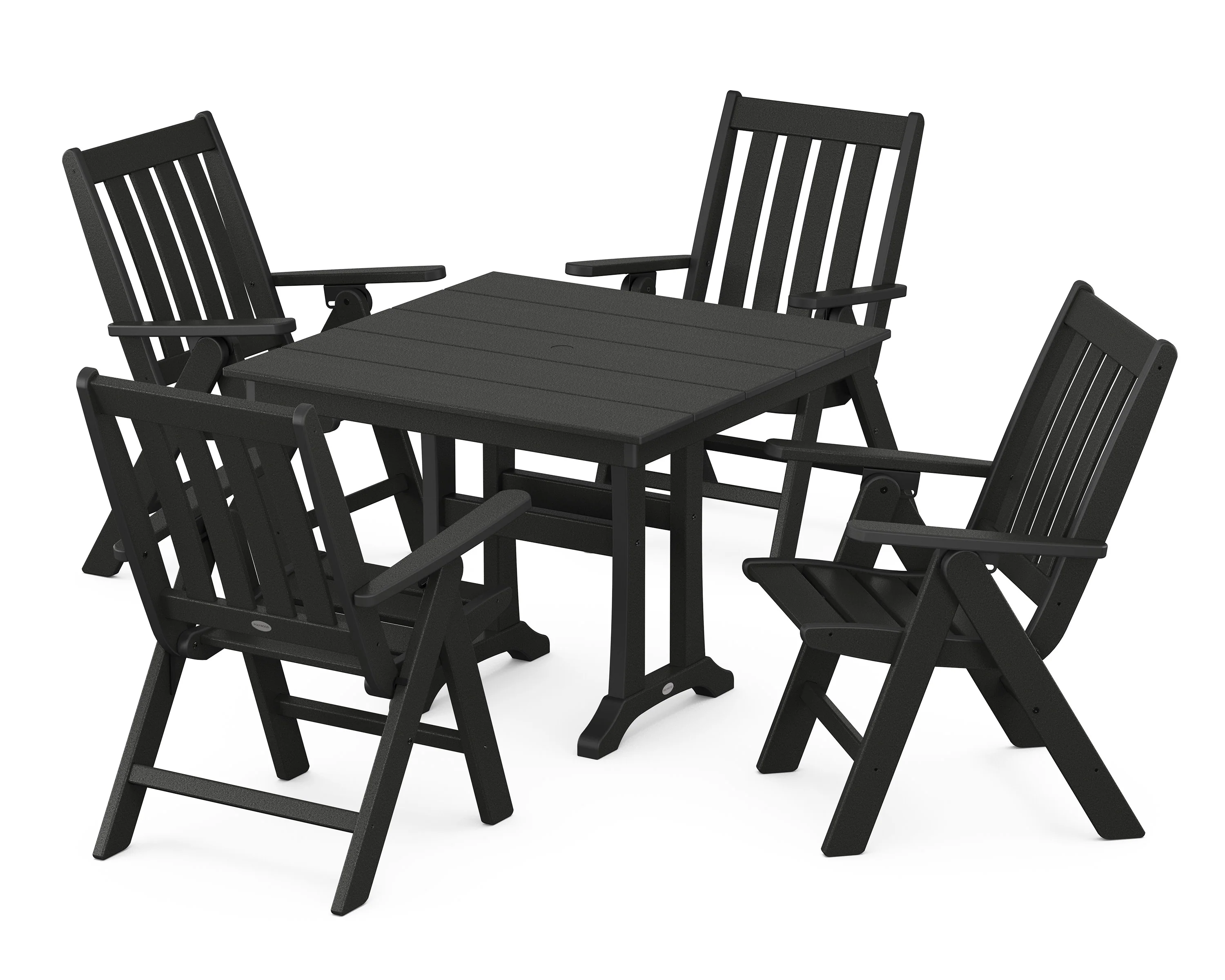 Vineyard Folding 5-Piece Farmhouse Dining Set With Trestle Legs - Image 8