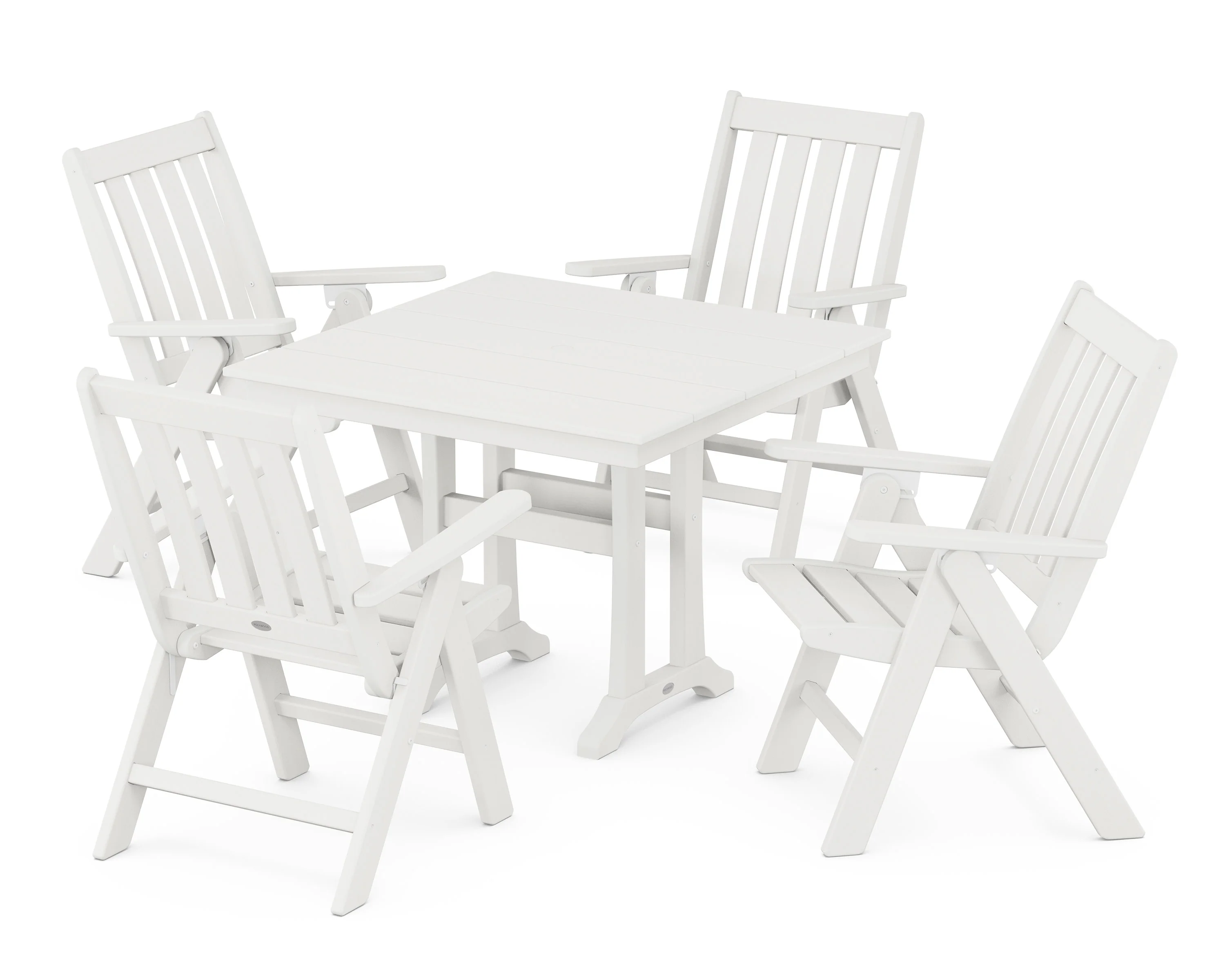 Vineyard Folding 5-Piece Farmhouse Dining Set With Trestle Legs - Image 9
