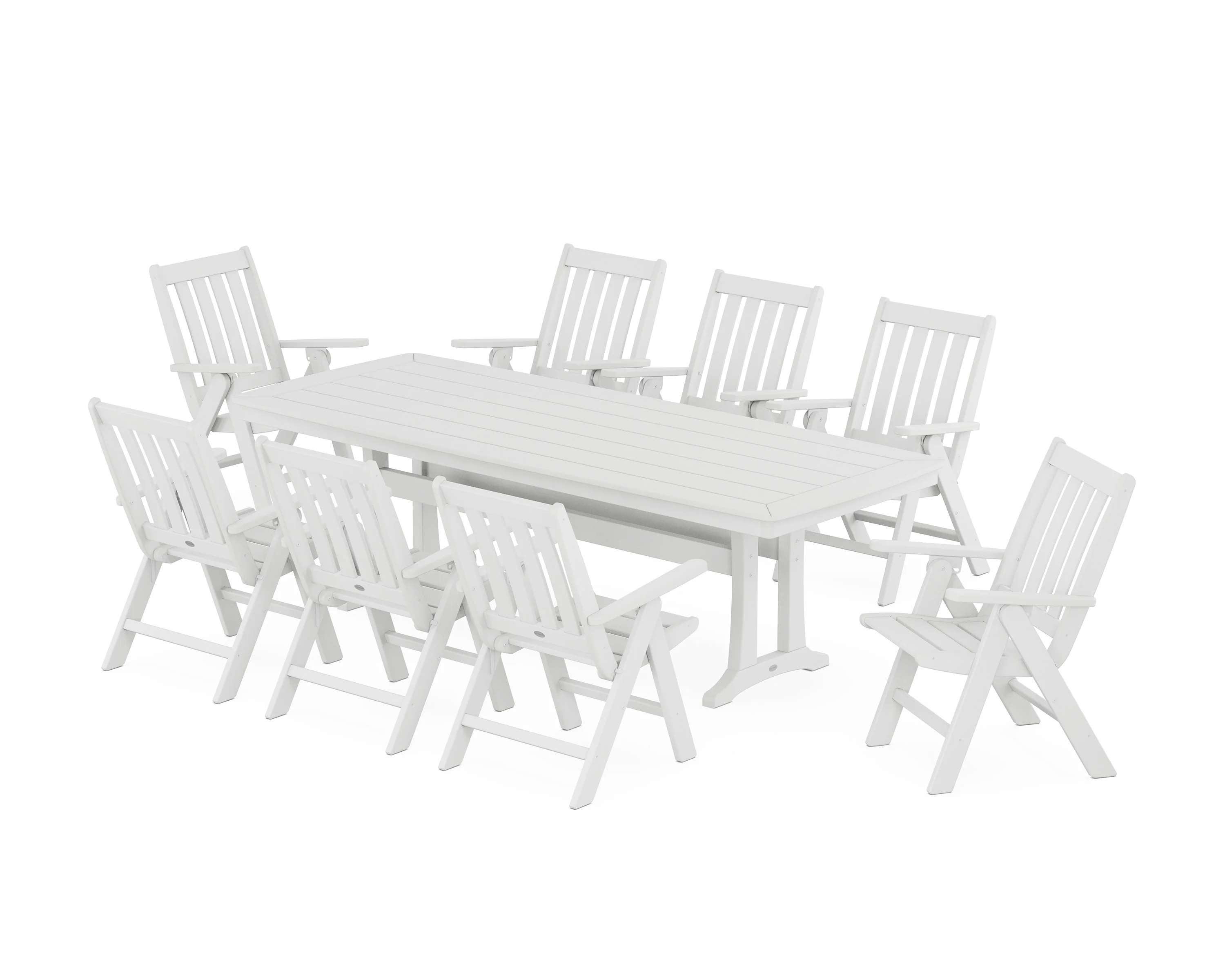 Vineyard Folding 9-Piece Dining Set with Trestle Legs - Image 12
