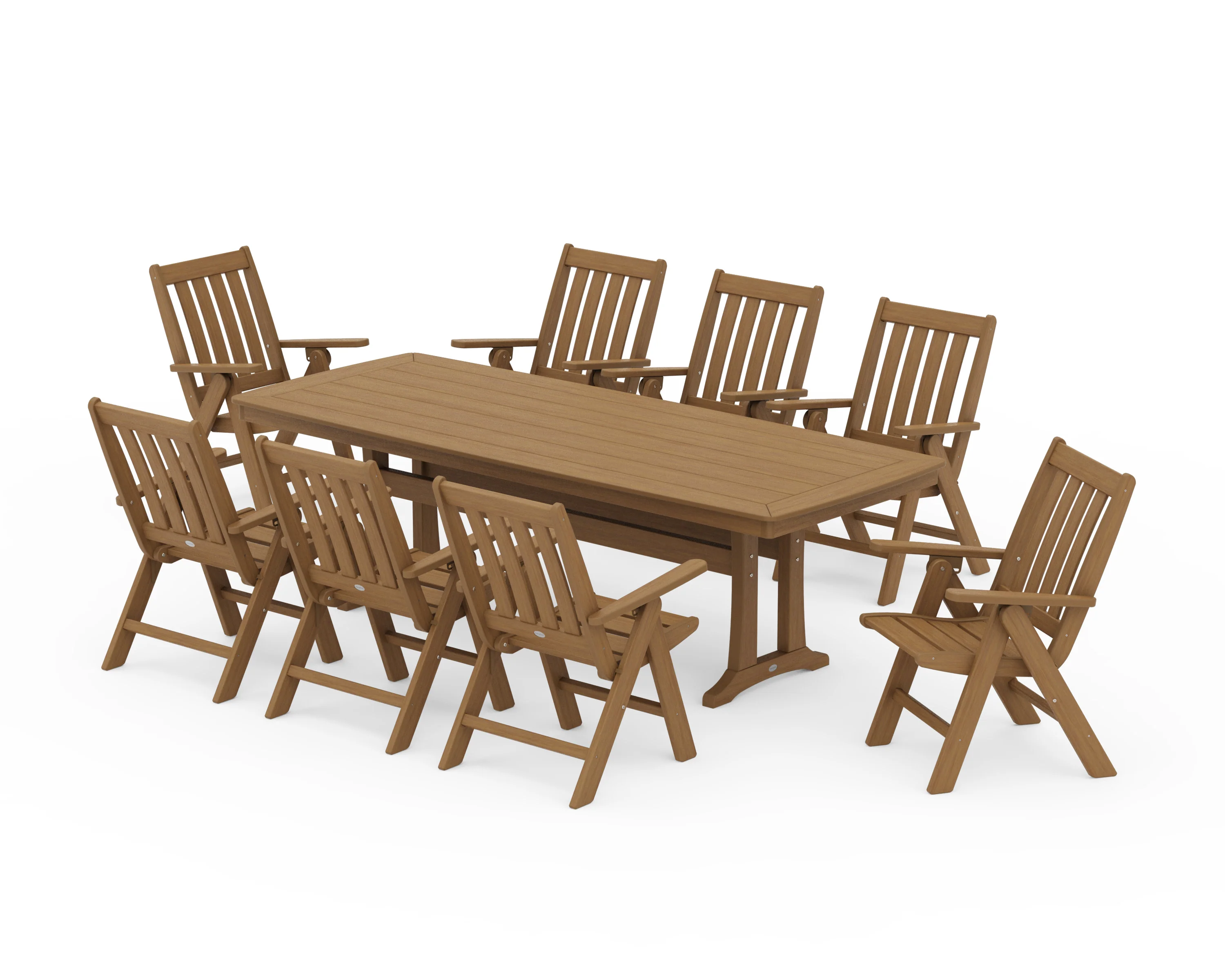 Vineyard Folding 9-Piece Dining Set with Trestle Legs - Image 13
