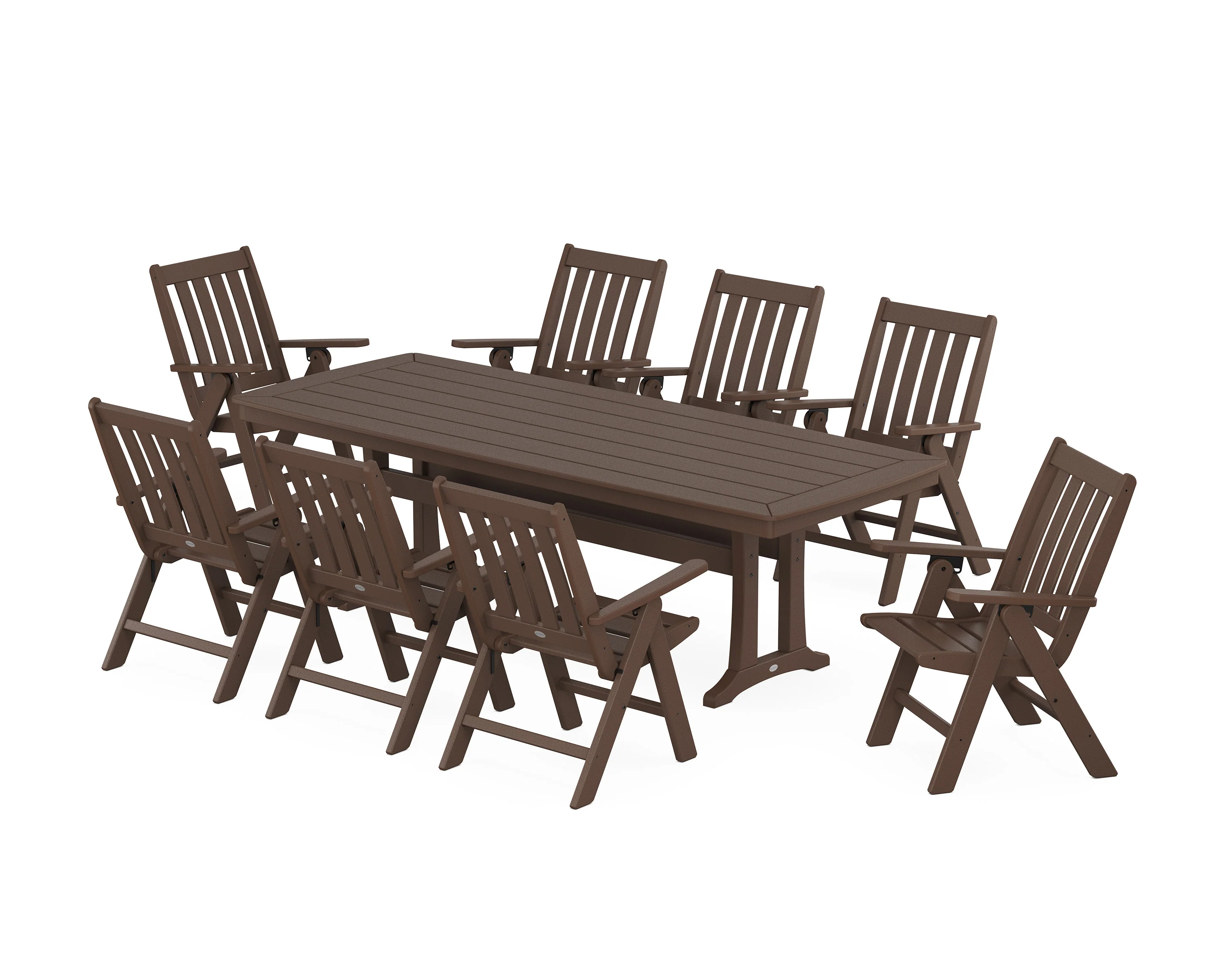 Vineyard Folding 9-Piece Dining Set with Trestle Legs - Image 4