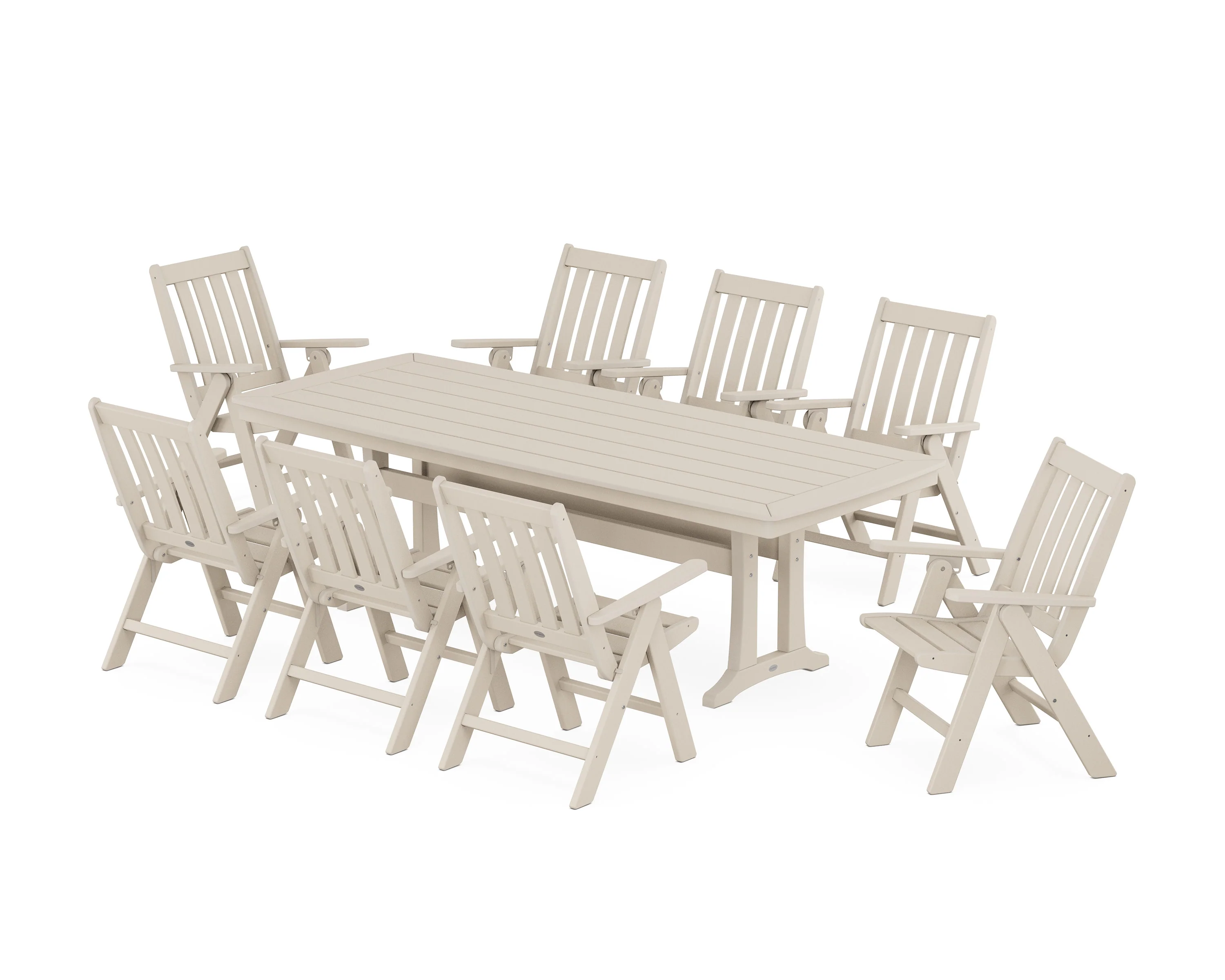 Vineyard Folding 9-Piece Dining Set with Trestle Legs - Image 6