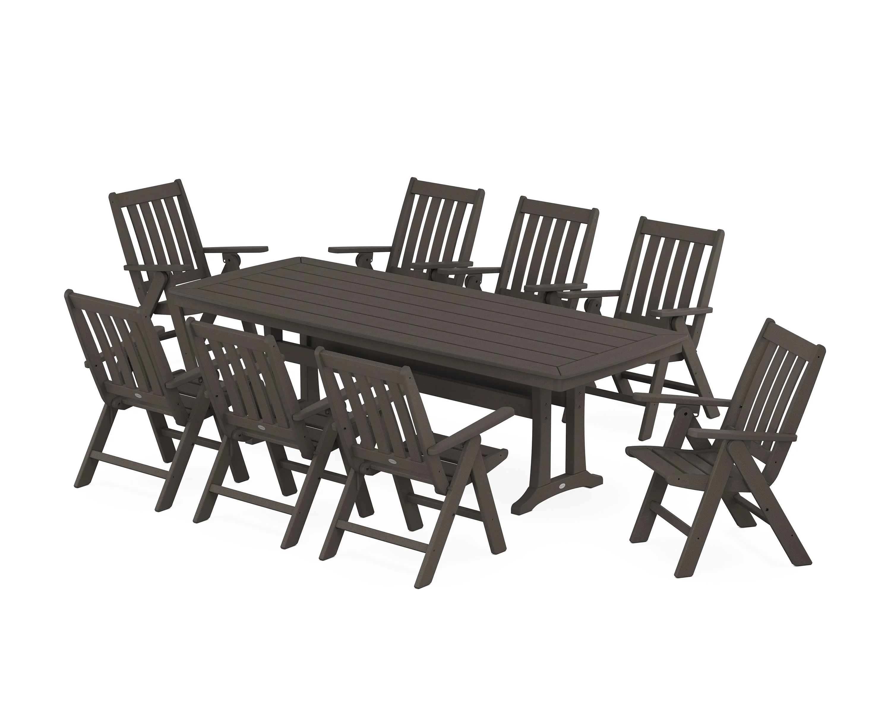 Vineyard Folding 9-Piece Dining Set with Trestle Legs - Image 7