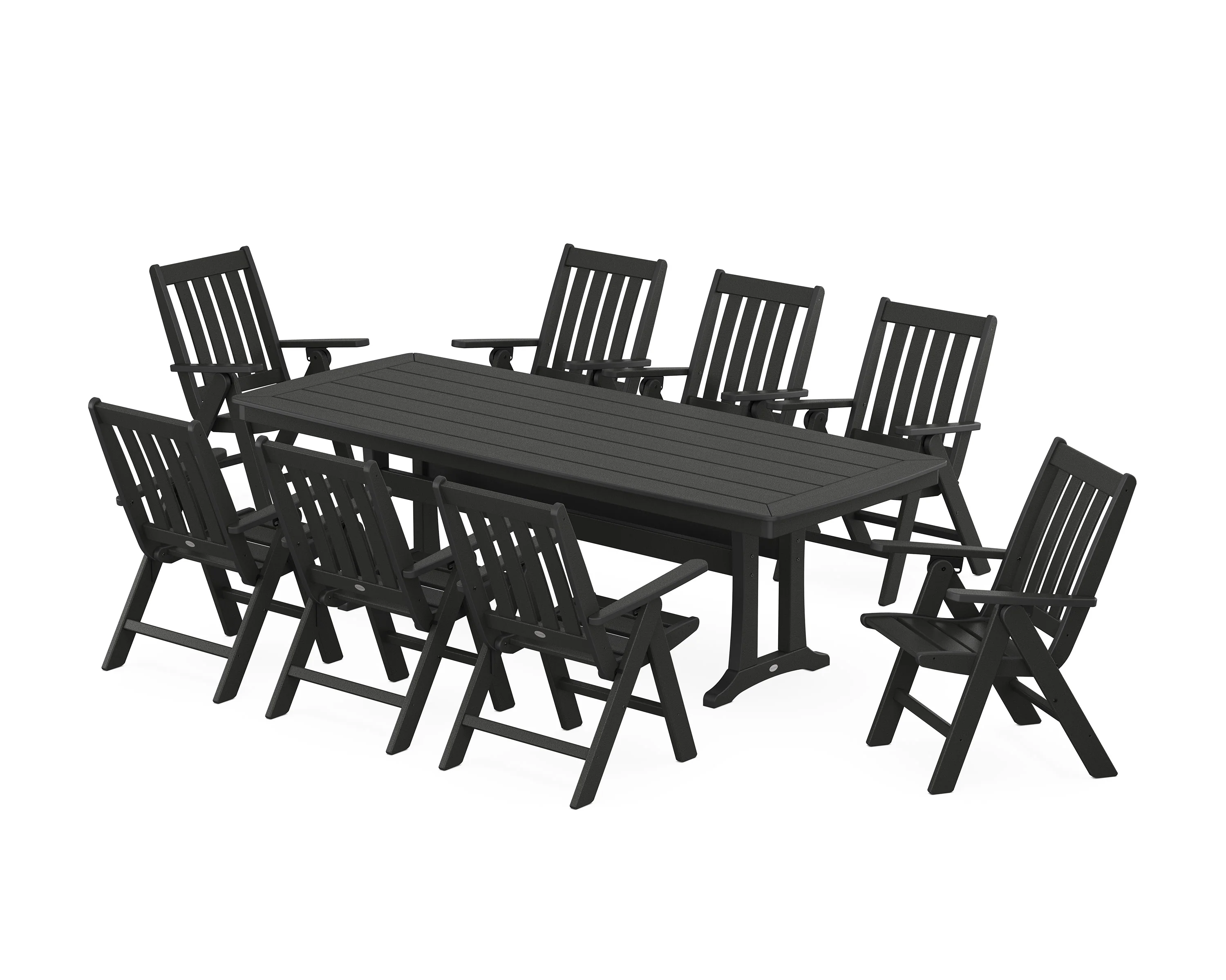 Vineyard Folding 9-Piece Dining Set with Trestle Legs - Image 9