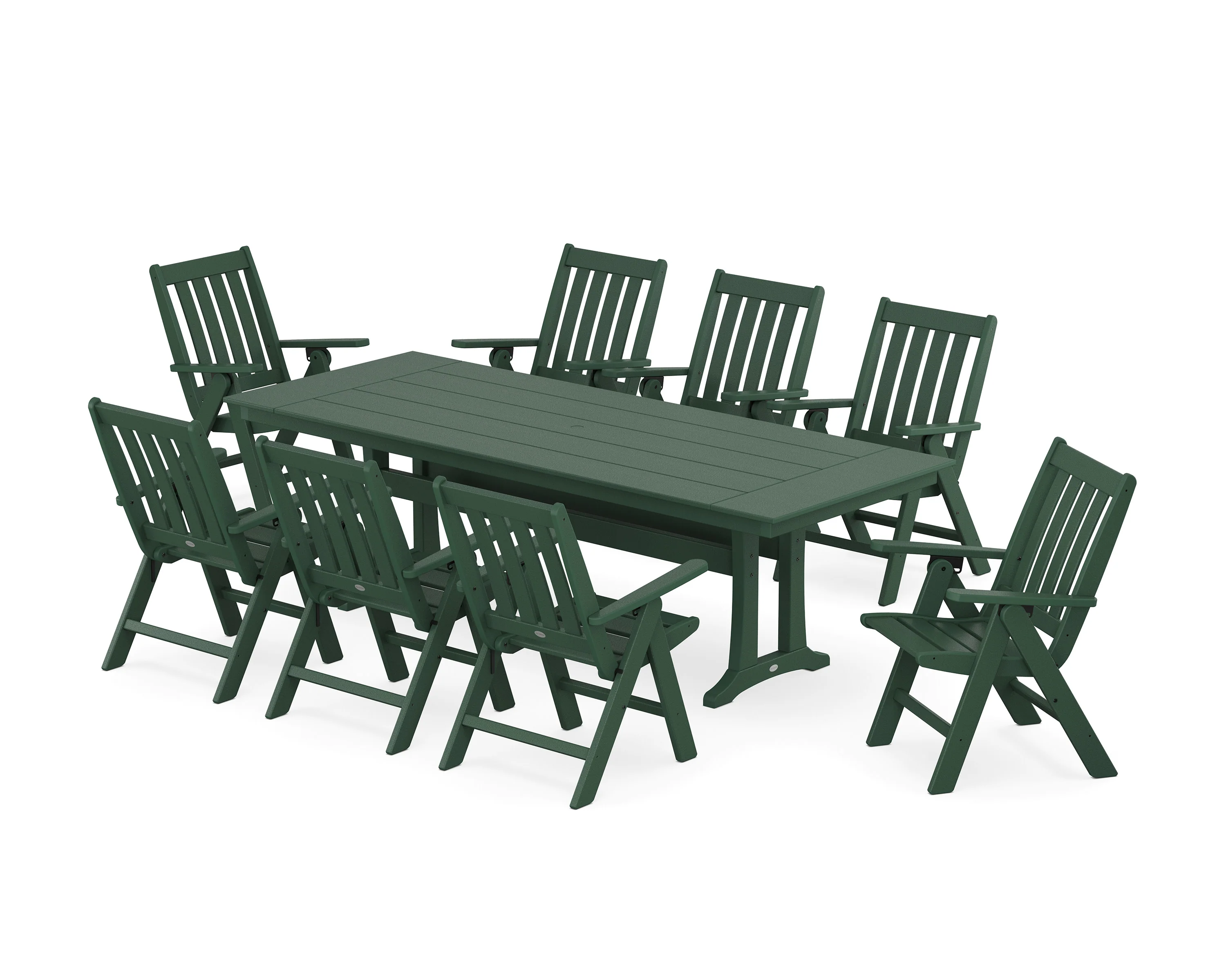 Vineyard Folding 9-Piece Farmhouse Dining Set with Trestle Legs - Image 10