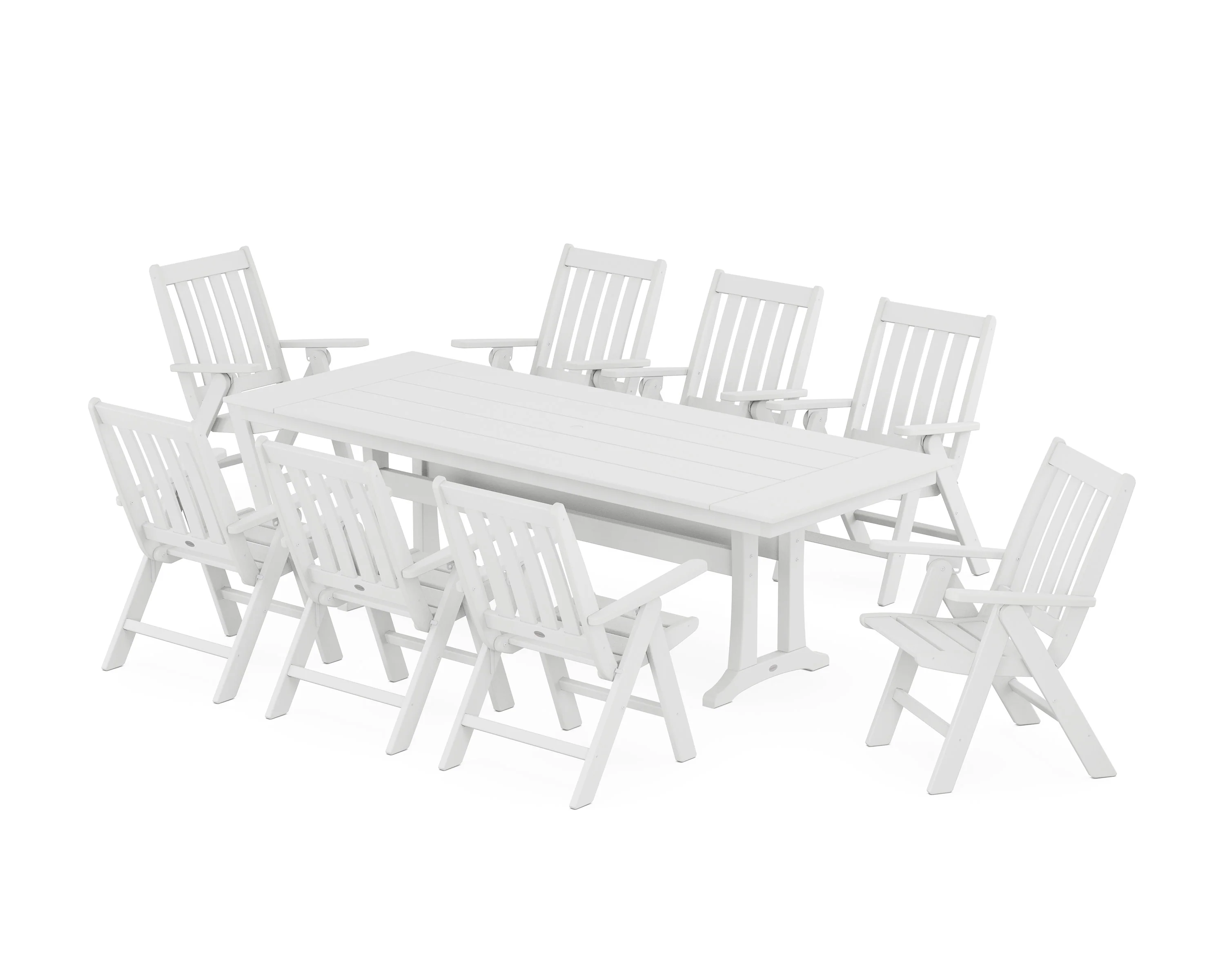 Vineyard Folding 9-Piece Farmhouse Dining Set with Trestle Legs - Image 12