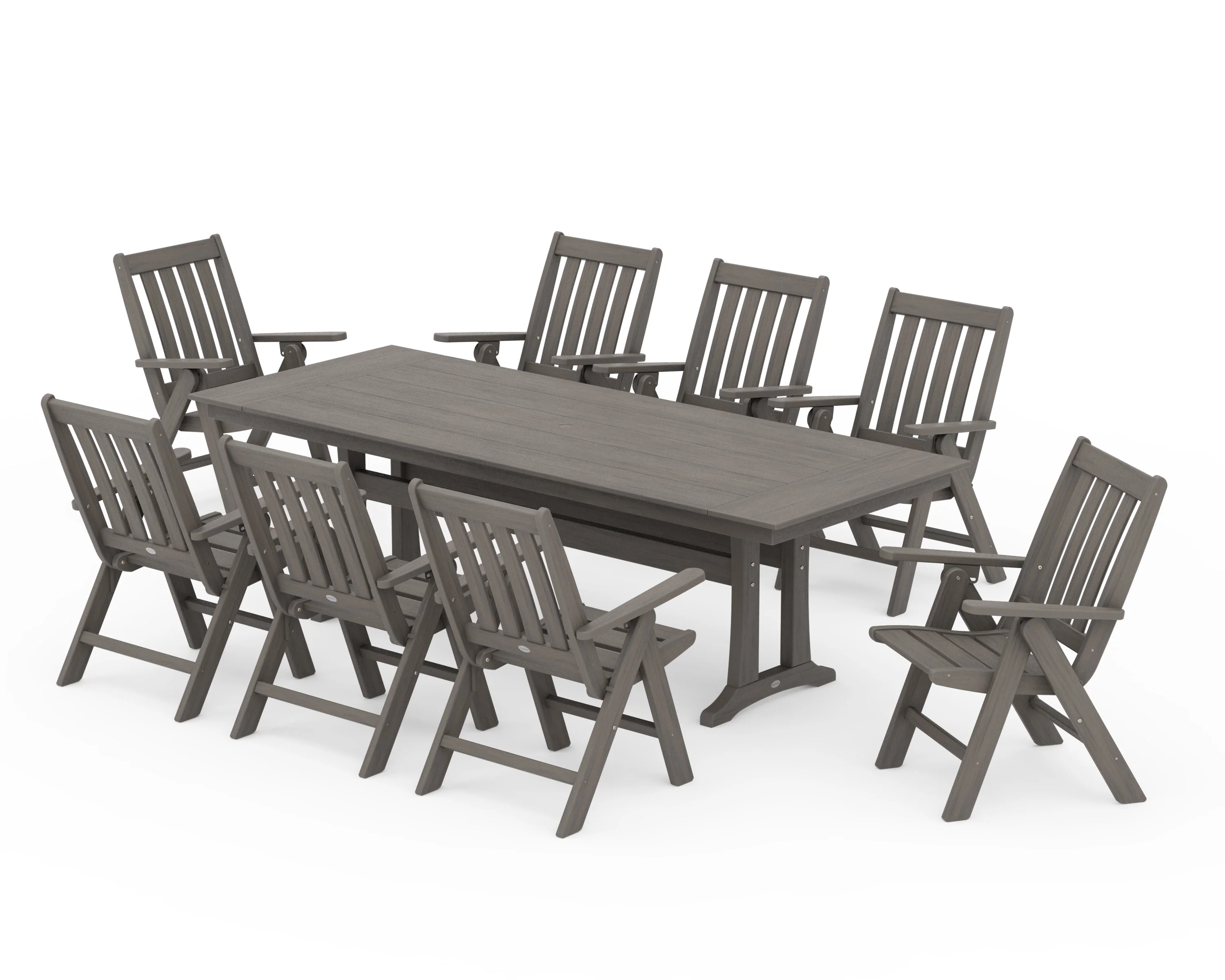 Vineyard Folding 9-Piece Farmhouse Dining Set with Trestle Legs - Image 14